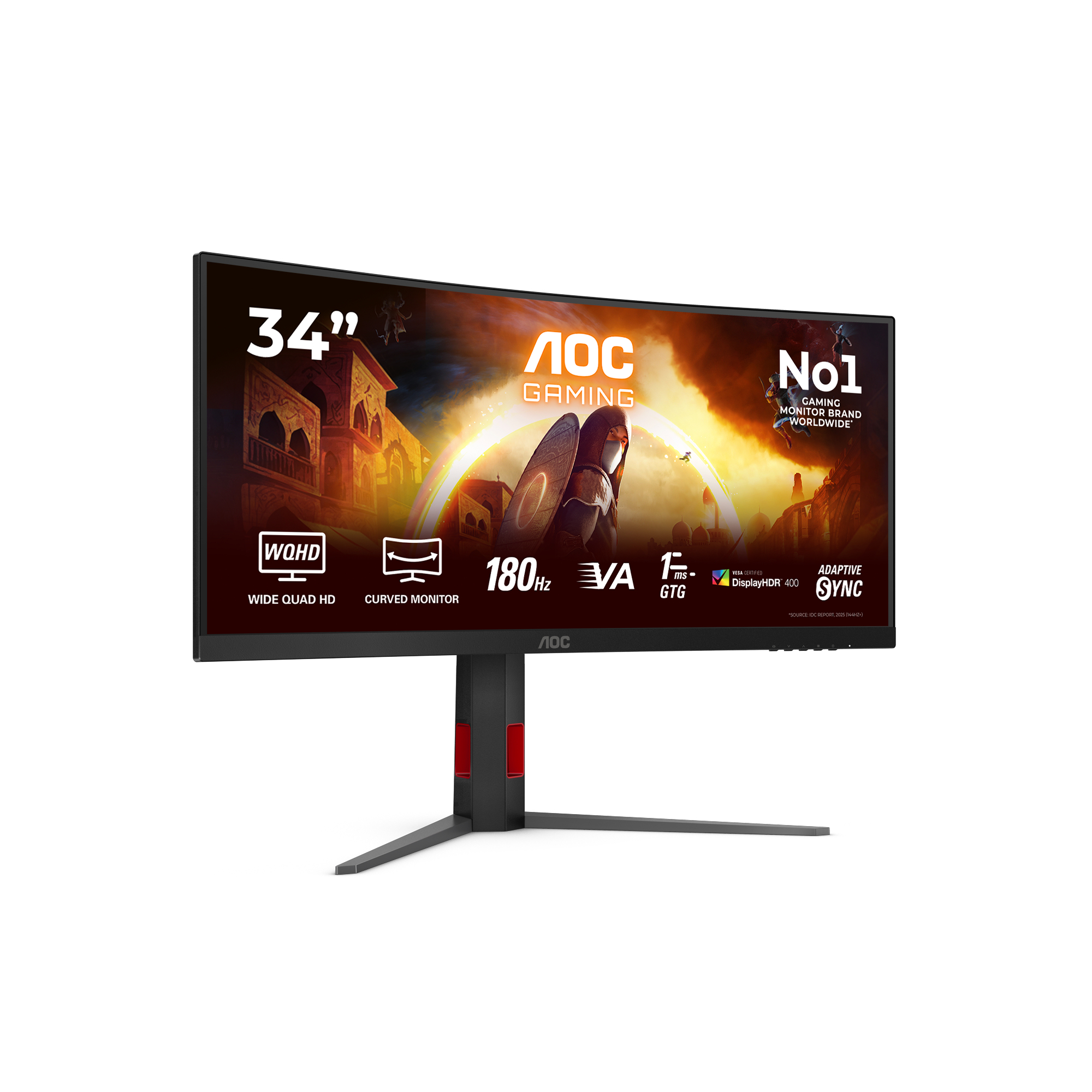 AOC G4 CU34G4CA, 86,4 cm (34"), 3440 x 1440 Pixel, Wide Quad HD, 1 ms, Schwarz, Rot