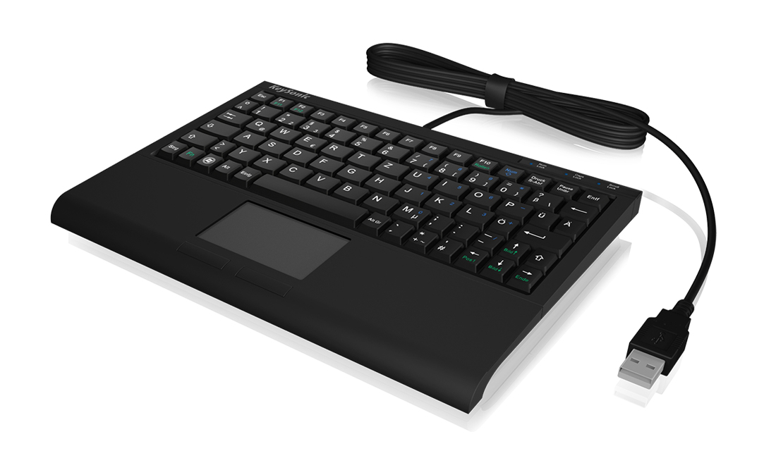 KeySonic ACK-3410 (US) Super-Mini Tastatur, Smart-Touchpad, USB, schwarz, Mini, Kabelgebunden, USB, 
