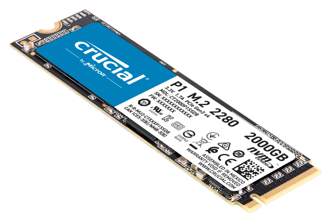 Crucial P1 - SSD - 2 TB - intern - M.2 2280 - PCIe 3.0 x4 (NVMe)