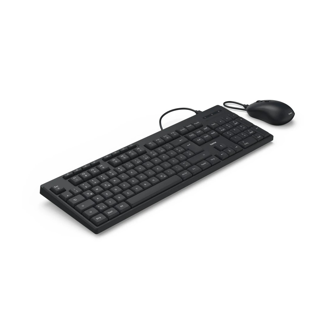 Hama CKM-200, Volle Größe (100%), Kabelgebunden, USB, QWERTZ, Schwarz, Maus enthalten