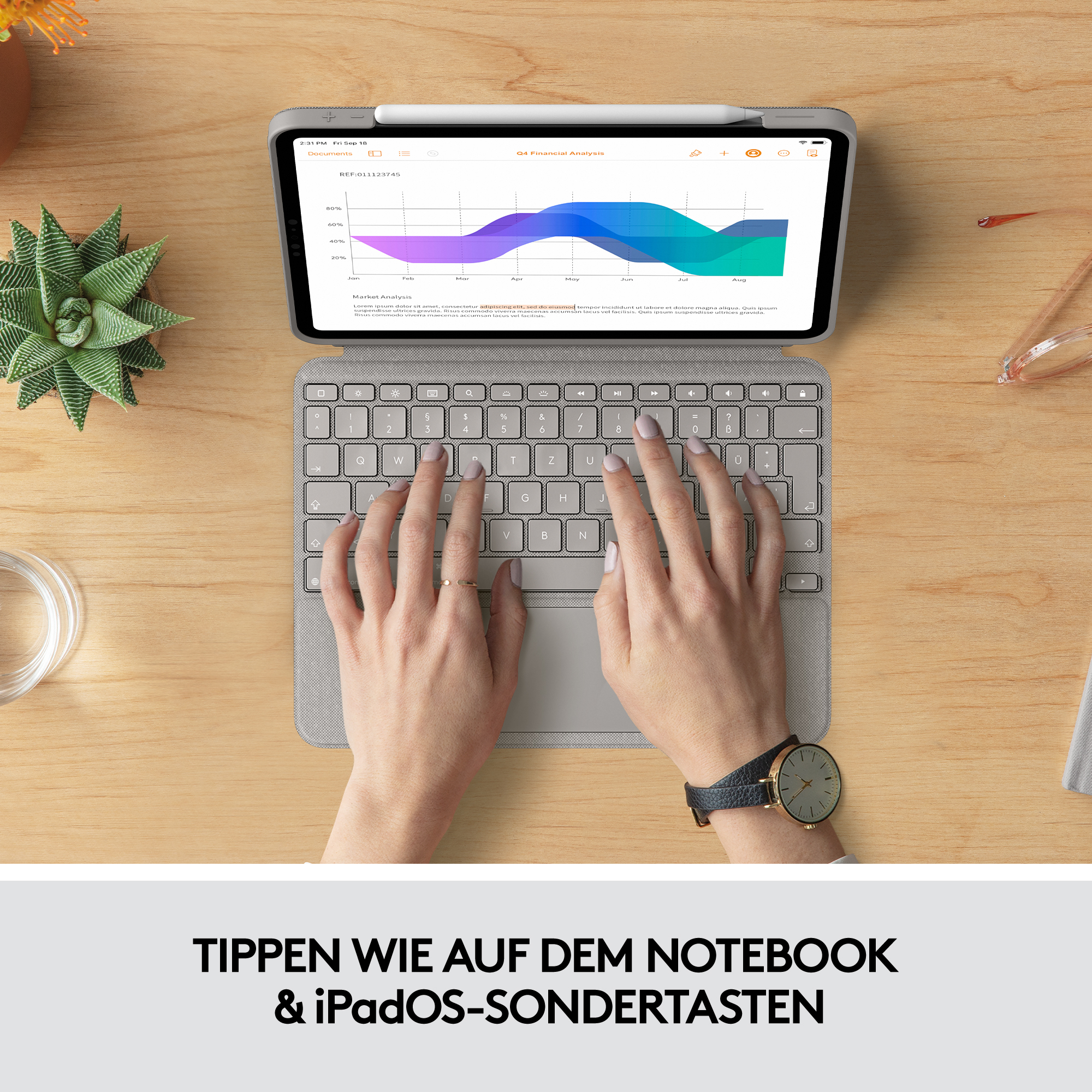 Logitech Combo Touch - Tastatur und Foliohülle - mit Trackpad - hintergrundbeleuchtet - Apple Smart
