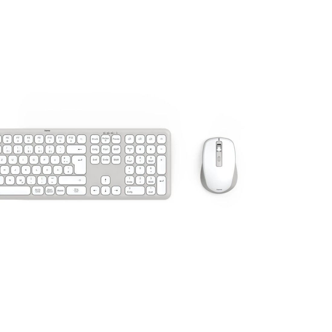 Hama WKM-550, Kabellos, RF Wireless + Bluetooth, Scherenschalter, QWERTZ, Grau, Weiß, Maus enthalten
