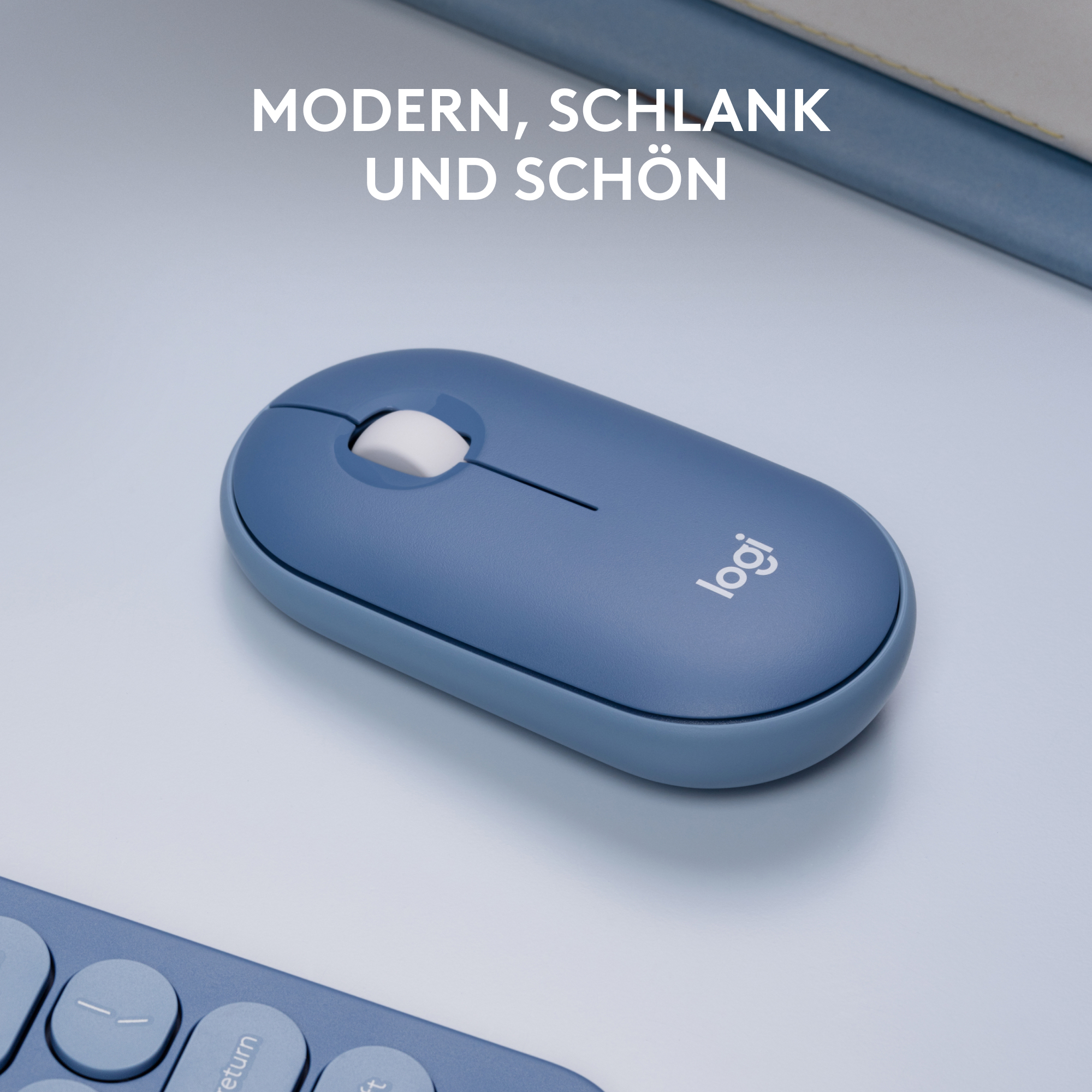 Logitech Pebble M350 - Maus - optisch - 3 Tasten - kabellos - 2.4 GHz, Bluetooth - kabelloser Empfän