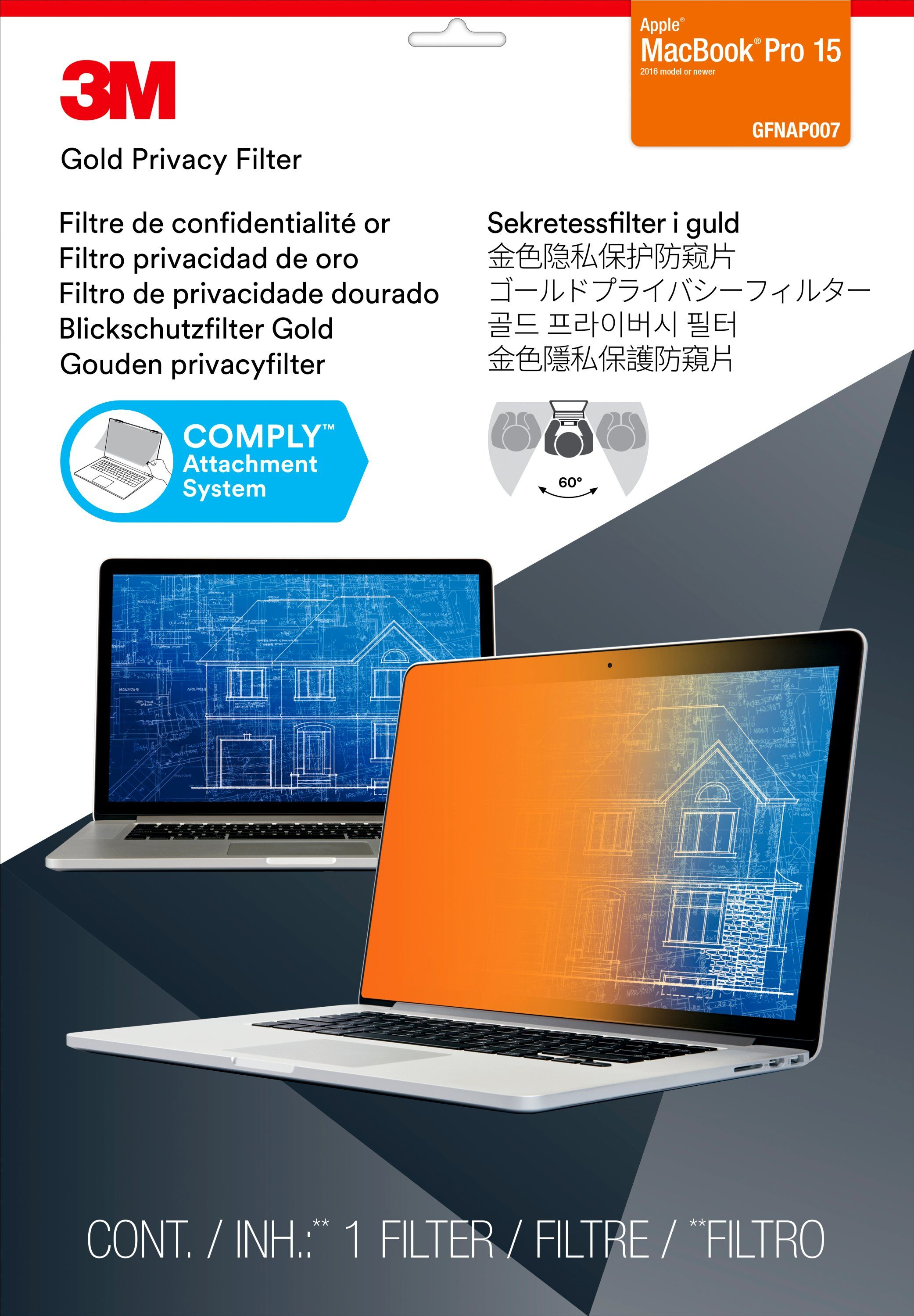 3M Blickschutzfilter Gold - Blickschutzfilter für Notebook - 39.1 cm (15.4")