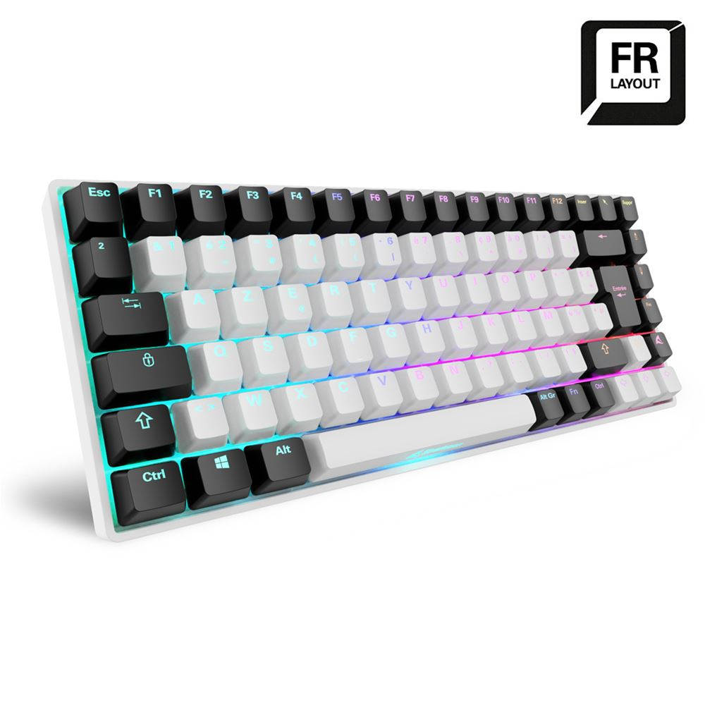 Sharkoon SKILLER SGK50 S3, Kabelgebunden, USB, Mechanischer Switch, AZERTY, RGB-LED, Weiß