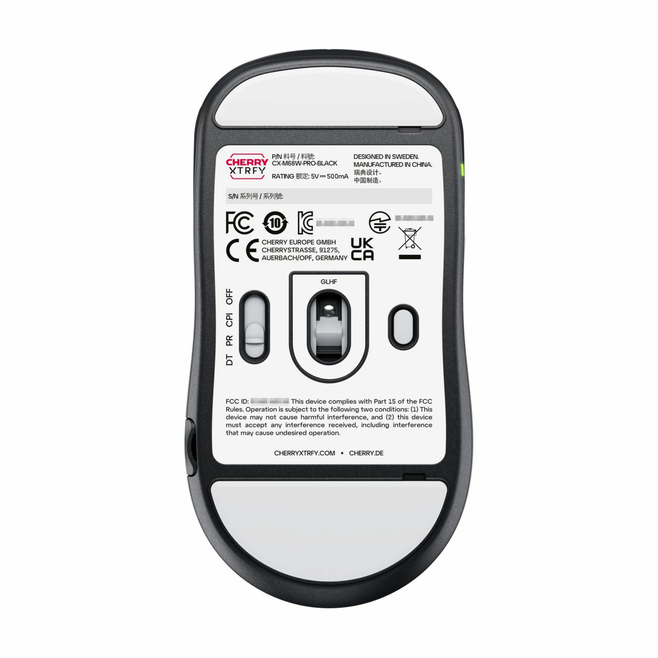 Cherry Xtrfy M68 Pro - Maus - optisch - 5 Tasten - kabellos - 2.4 GHz - kabelloser Empfänger (USB)