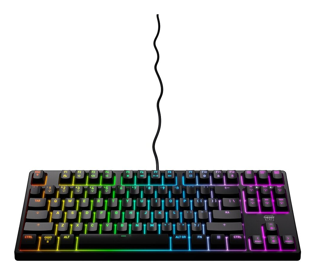Cherry XTRFY K4V2 RGB TKL, Kabelgebunden, USB, Mechanischer Switch, QWERTY, RGB-LED, Schwarz