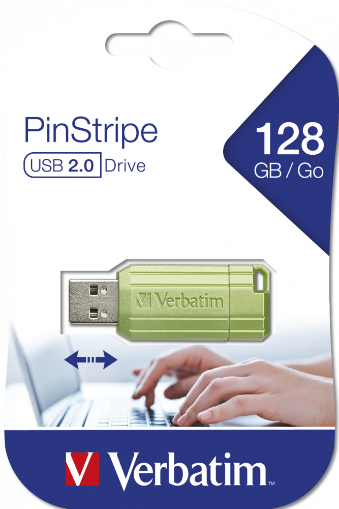 Verbatim PinStripe, 128 GB, USB Typ-A, 2.0, 12 MB/s, Dia, Grün