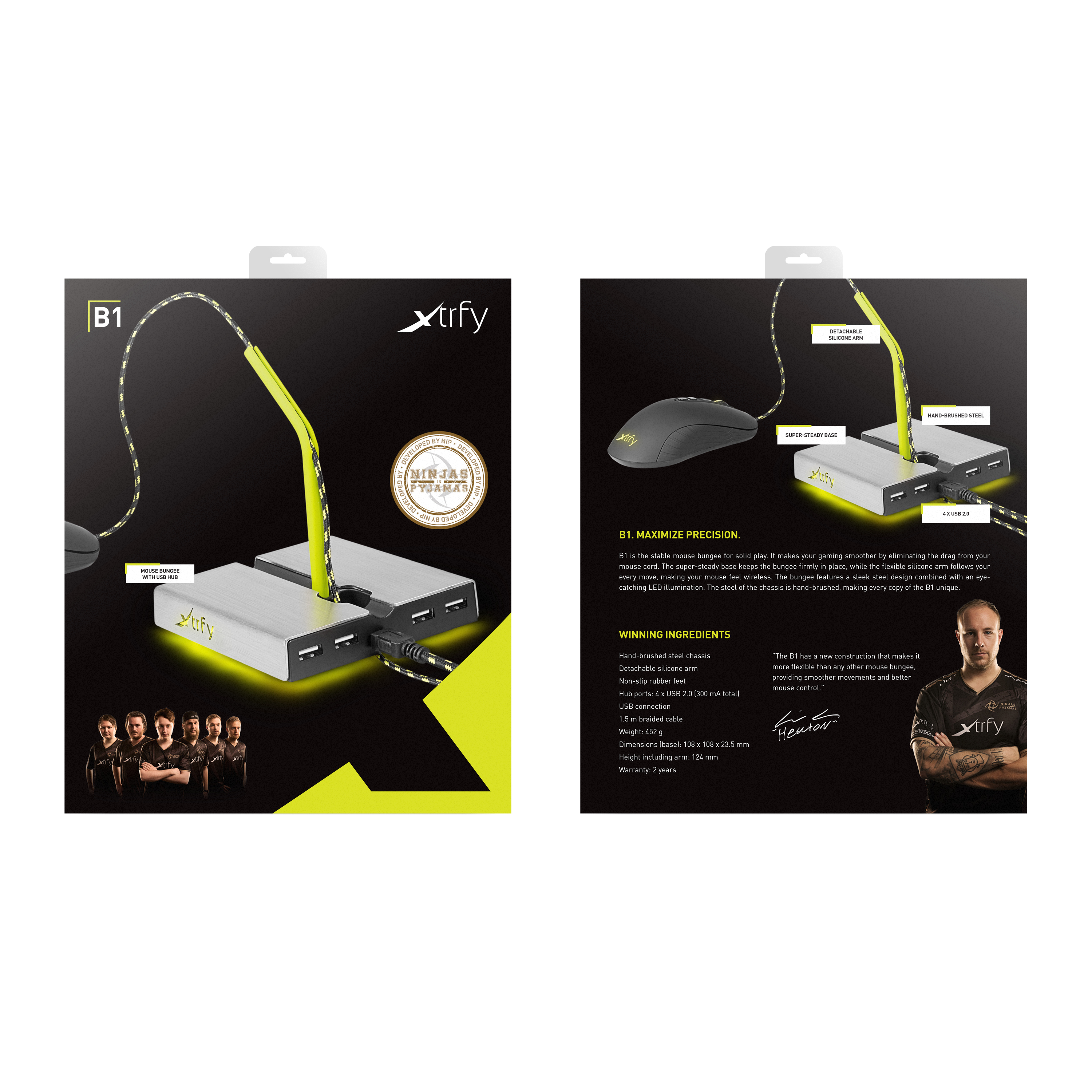 Cherry Xtrfy B1 - Hub - 4 x USB 2.0 - Desktop - mit