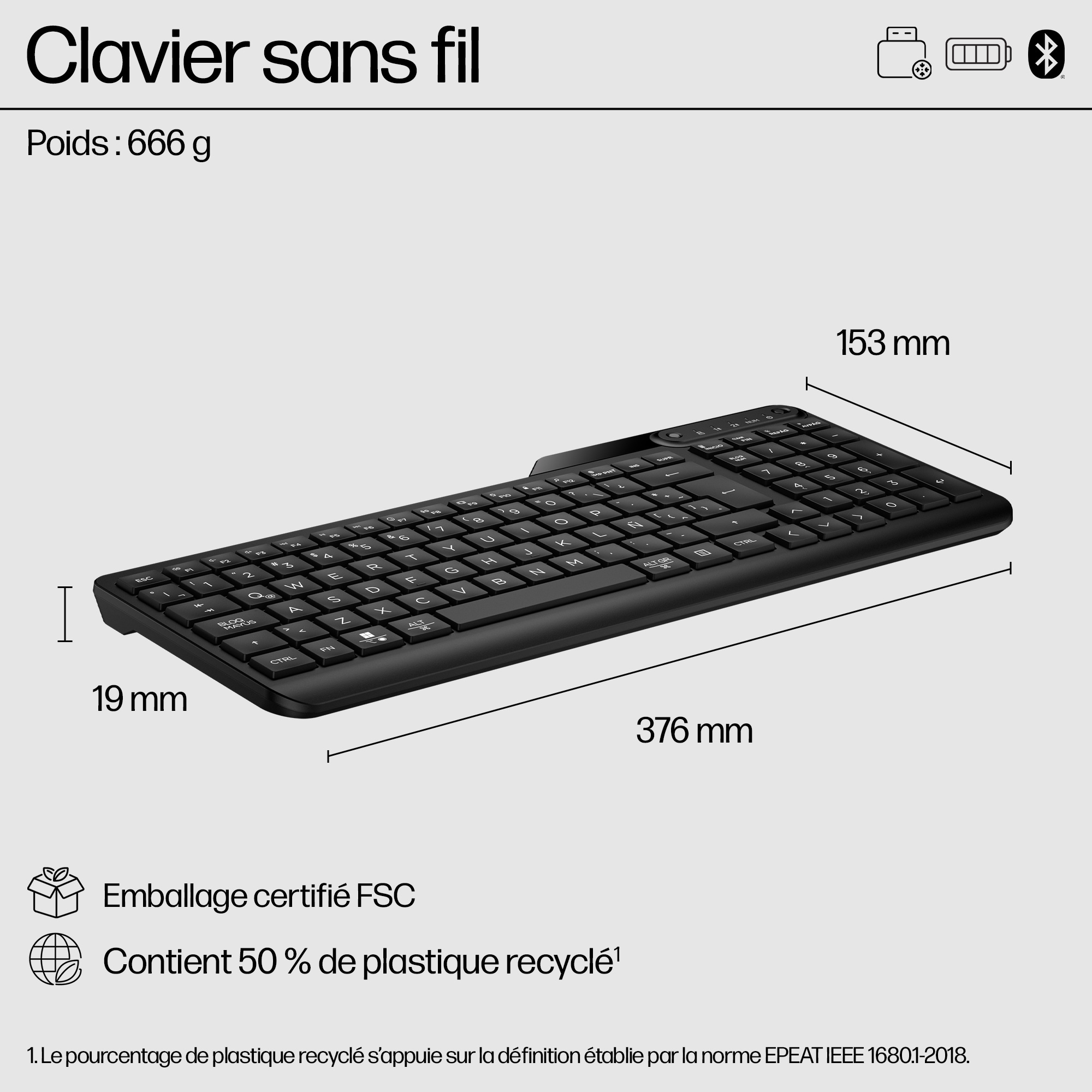 HP 475 - Tastatur - Dual-Mode, Multi-Device, kompakt, 2-Zonen-Layout, geringer Tastenhub, 12 program