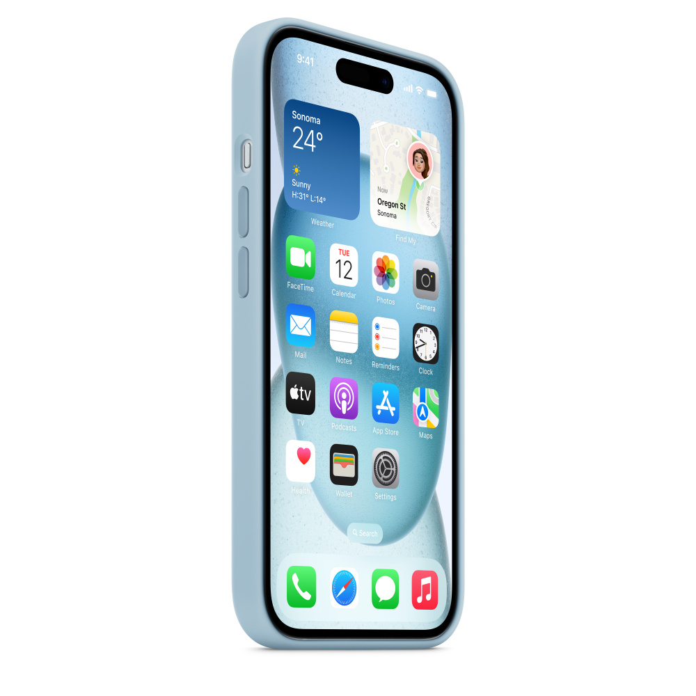 Apple iPhone 15 Silikon Case mit MagSafe ? Hellblau, Cover, Apple, iPhone 15, 15,5 cm (6.1"), Hellbl