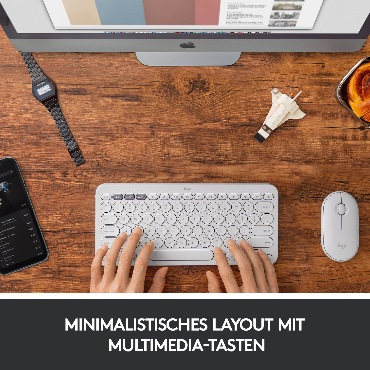 Logitech K380 for Mac Multi-Device Bluetooth Keyboard, Mini, Kabellos, Bluetooth, QWERTZ, Weiß