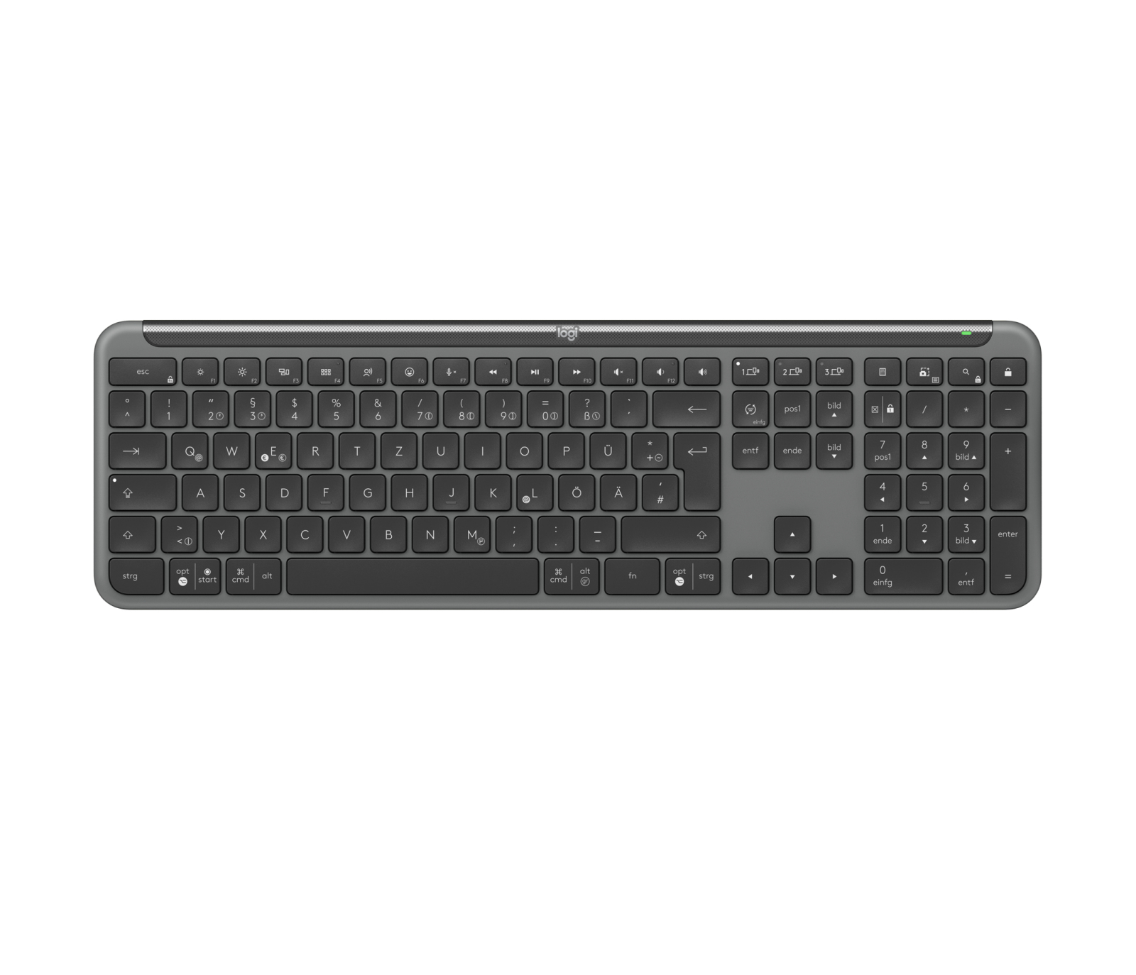 Logitech K950 Signature Slim, Graphite, Logi Bolt, USB/Bluetooth, DE