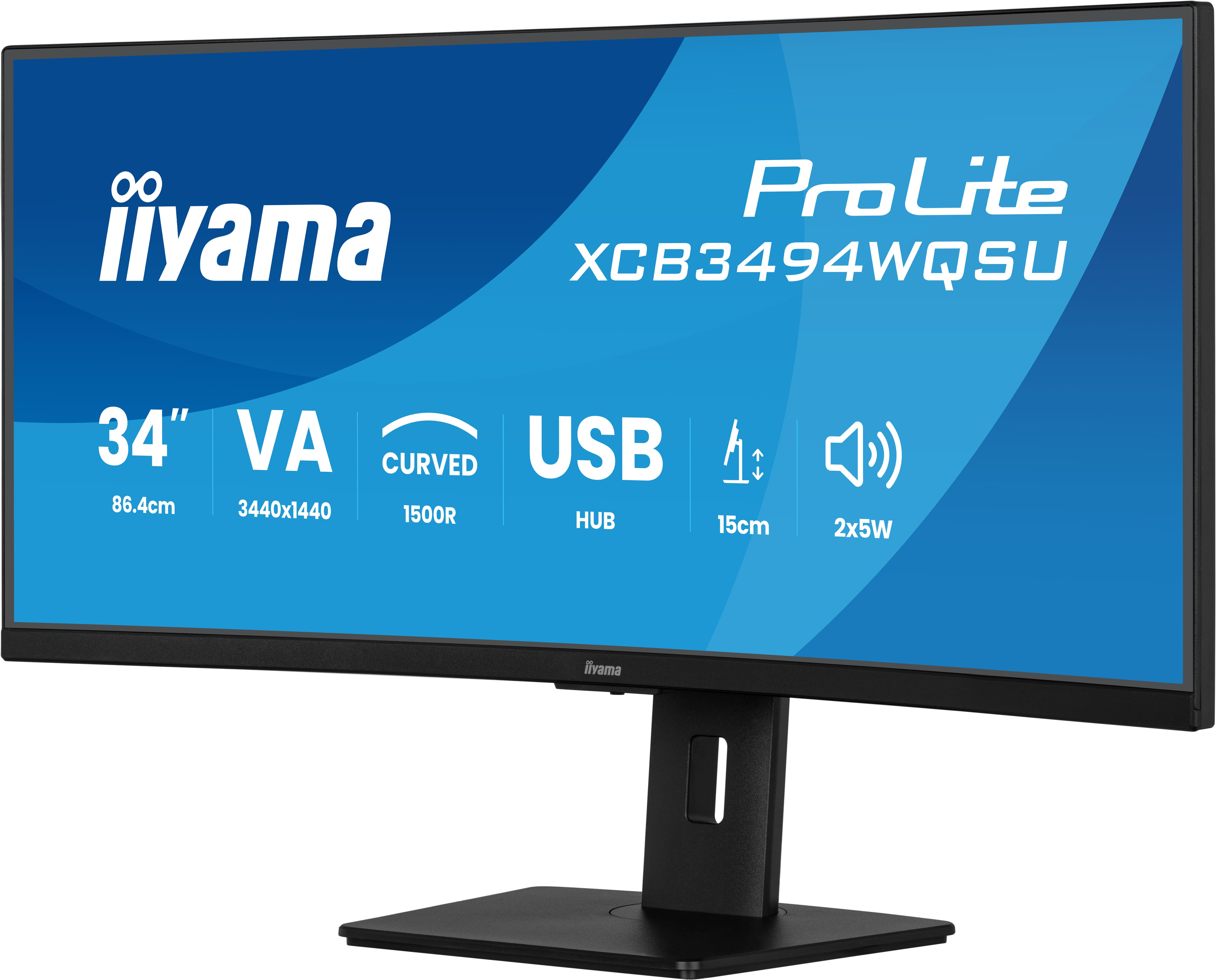 iiyama ProLite XCB3494WQSU-B1 Curved-Monitor 86cm (34") UWQHD, VA, 0.04ms, HDMI, Displayport, USB