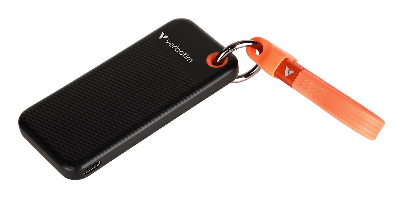 Verbatim Pocket SSD, 512 GB, USB Typ-C, 3.2 Gen 2 (3.1 Gen 2), 1000 MB/s, 10 Gbit/s, Schwarz, Orange