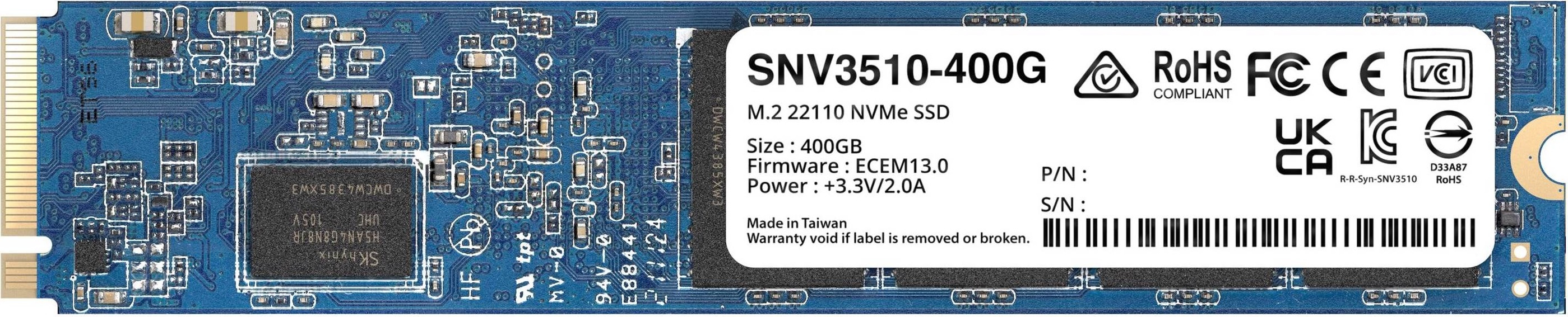 Synology M.2 NVMe SSD SNV3000-Serie 400GB, Power-Loss Protection