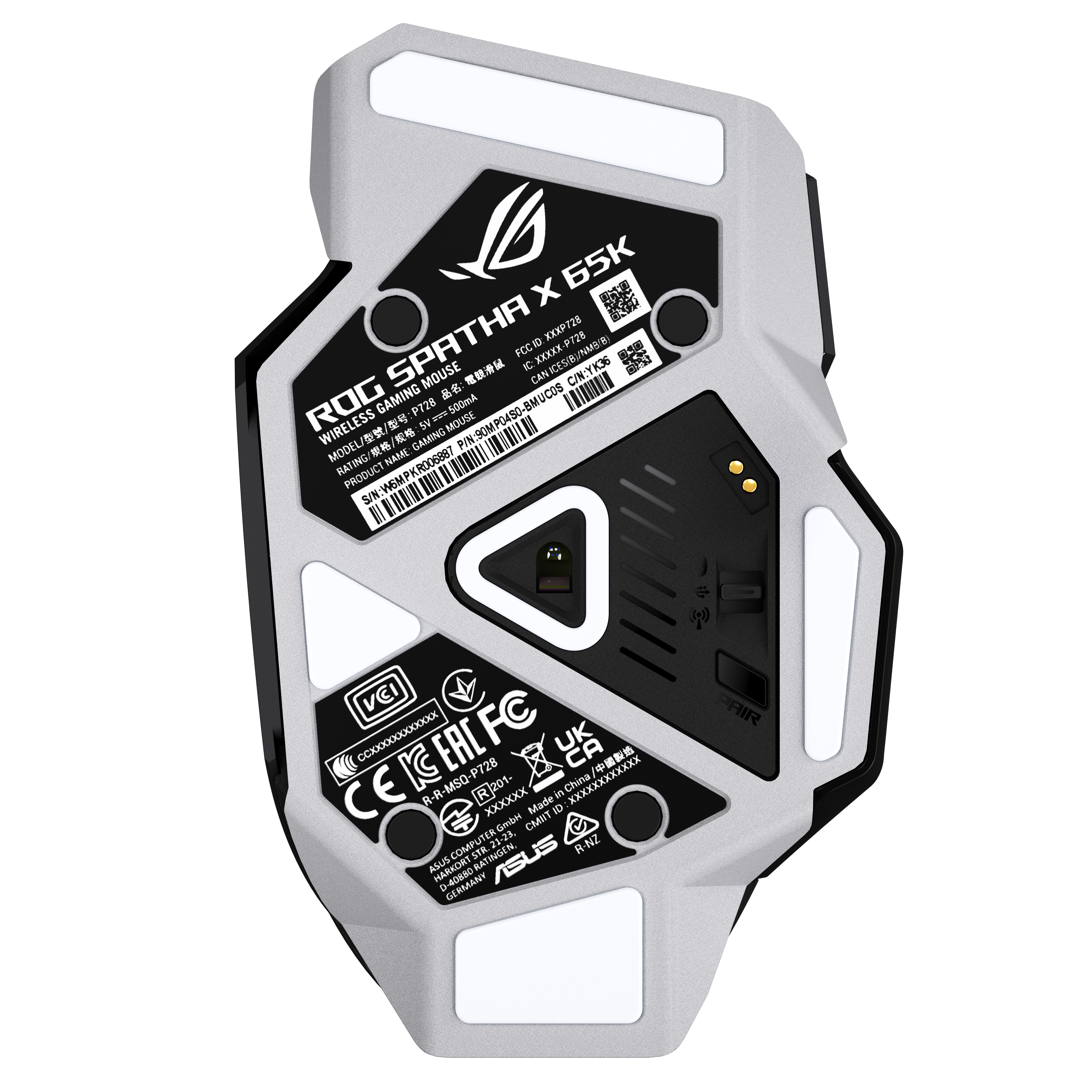 ASUS ROG Spatha X 65K, Rechts, Optisch, RF Wireless + Bluetooth + USB Type-A, 65000 DPI, Schwarz