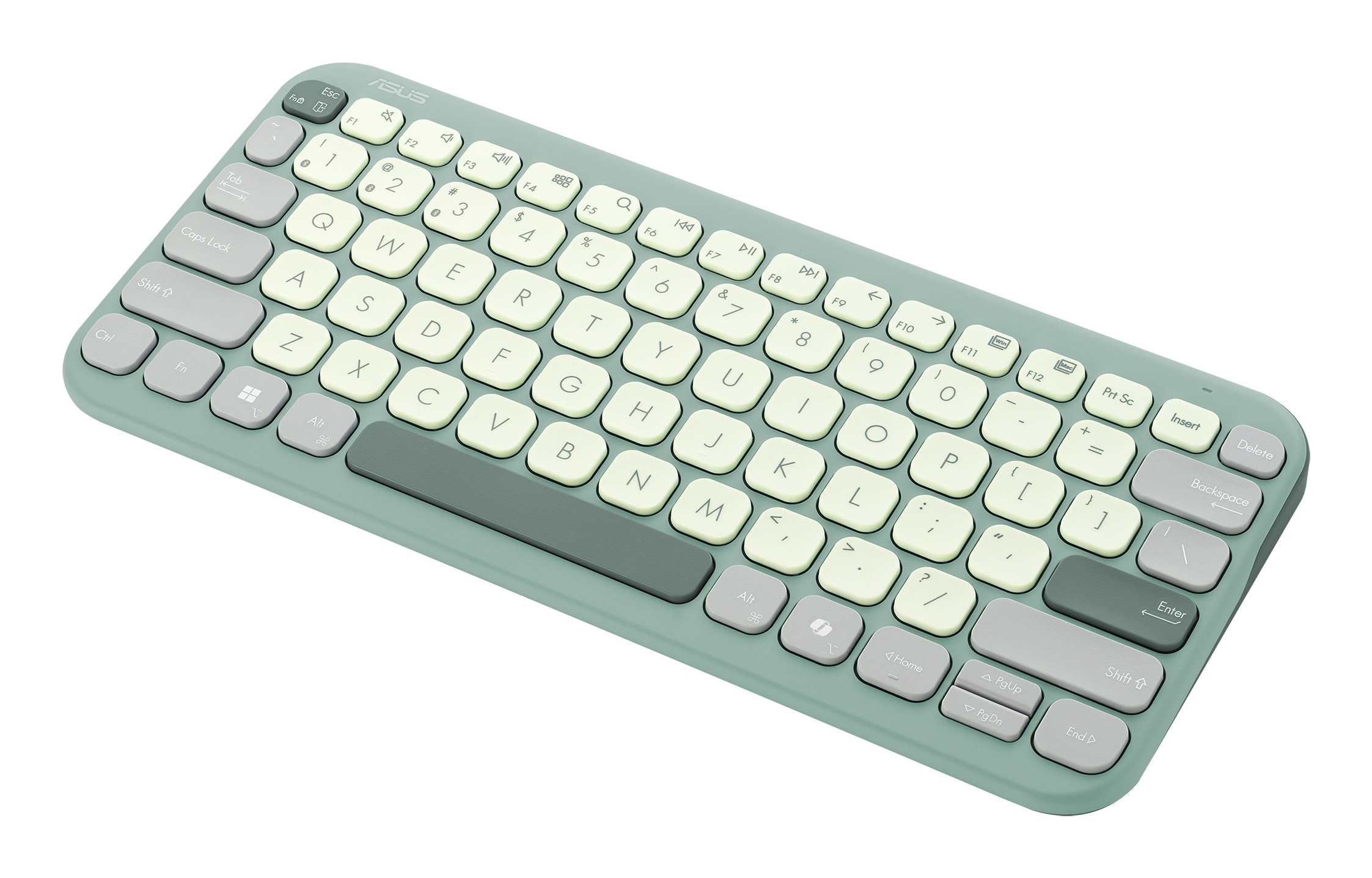 ASUS Marshmallow Keyboard KW100, 75%, Kabellos, Bluetooth, Scherenschalter, QWERTZ, Grün
