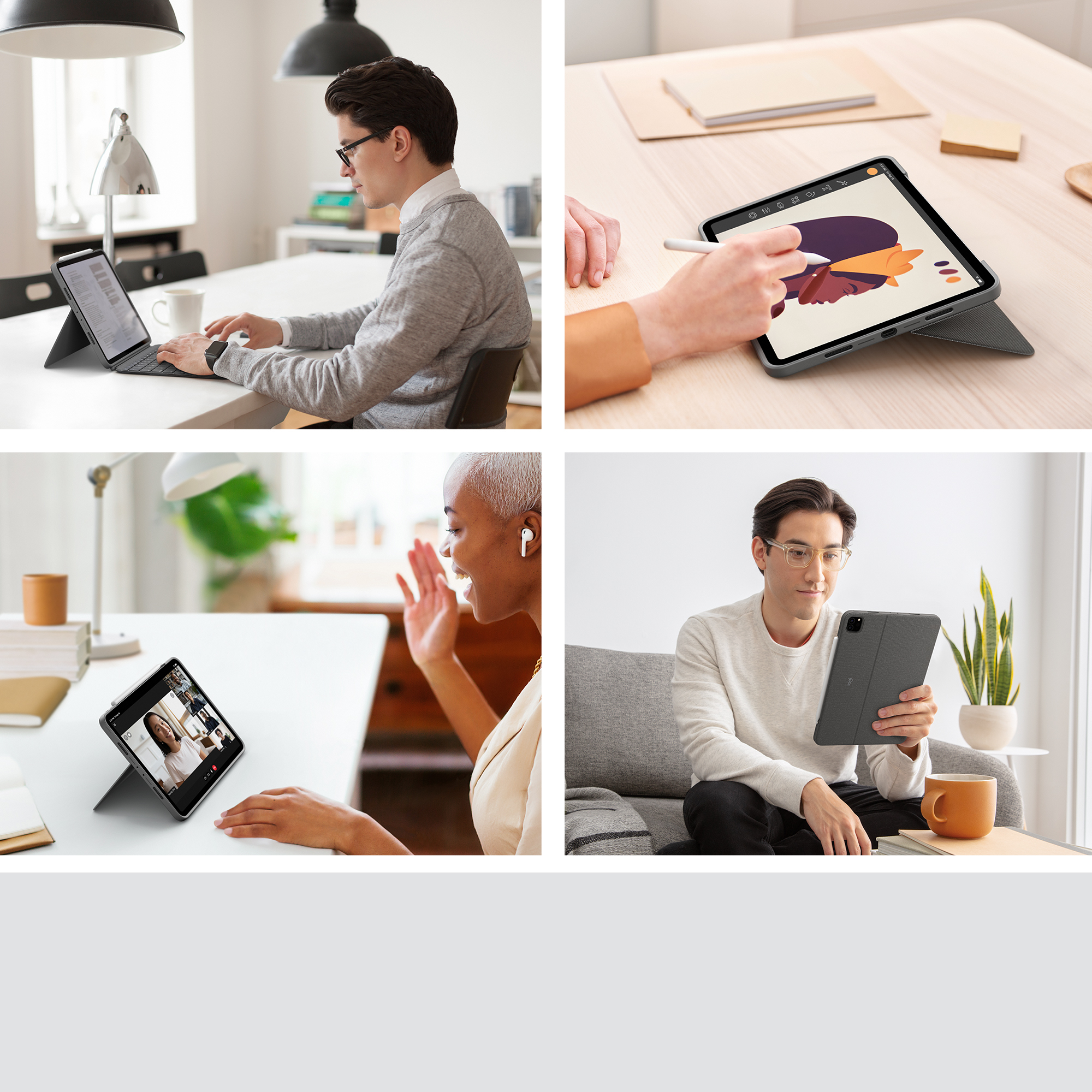 Logitech Combo Touch - Tastatur und Foliohülle - mit Trackpad - hintergrundbeleuchtet - Apple Smart