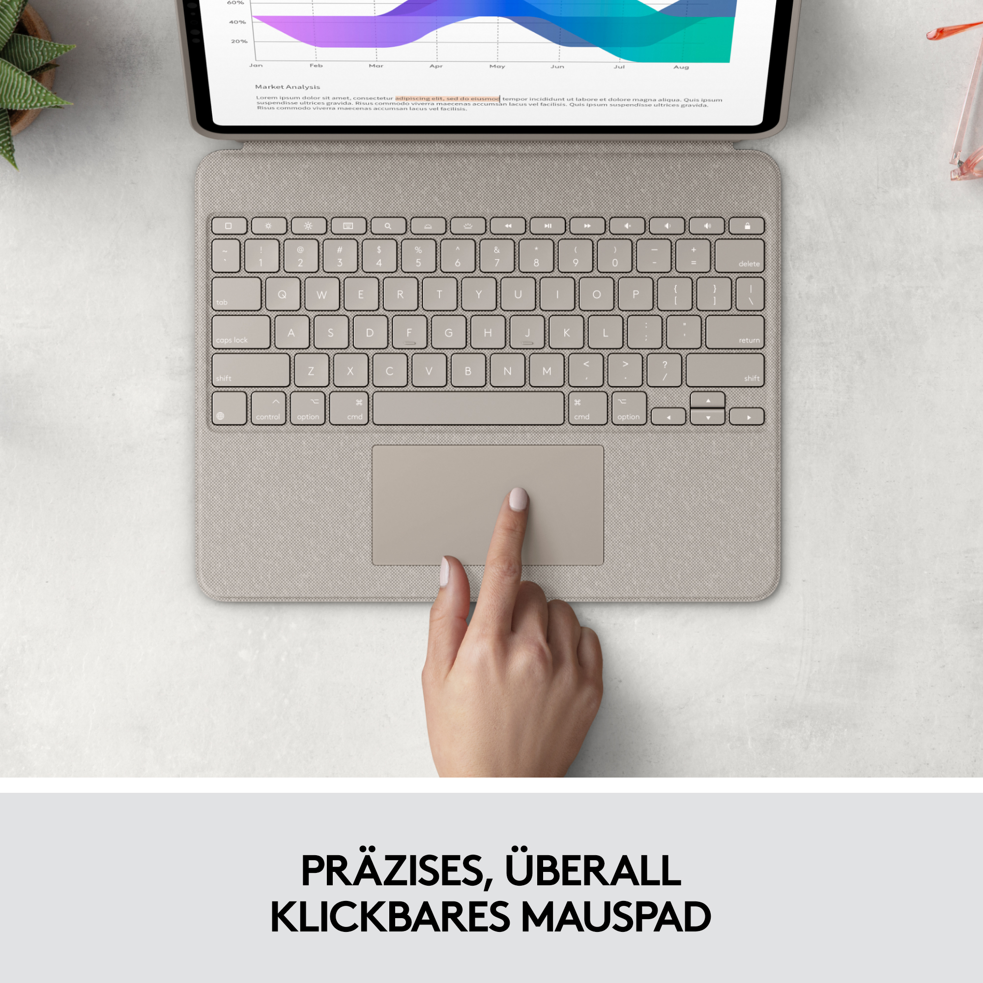 Logitech Combo Touch - Tastatur und Foliohülle - mit Trackpad - hintergrundbeleuchtet - Apple Smart