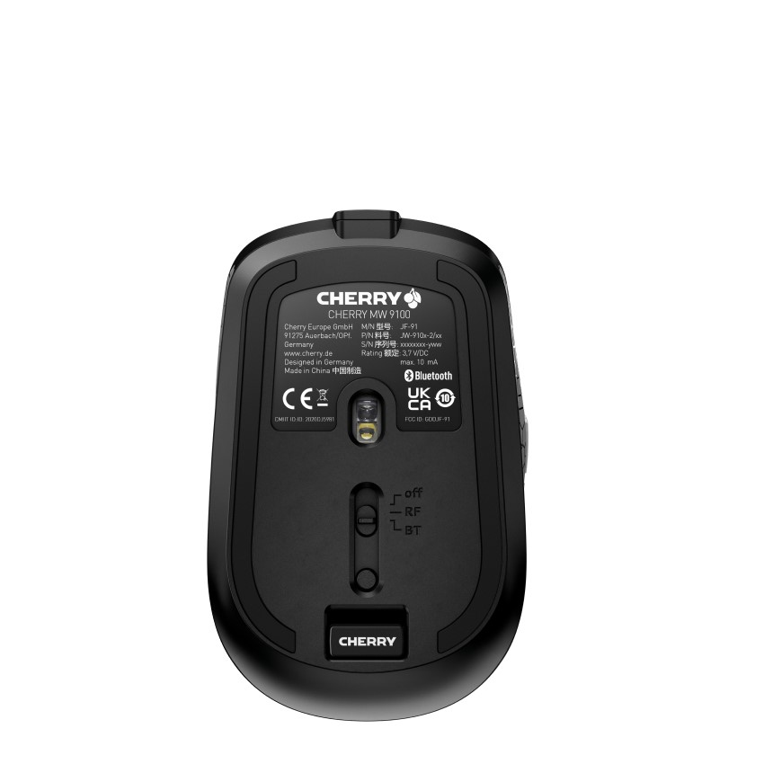 Cherry MW 9100 - Maus - 6 Tasten - kabellos - 2.4 GHz, Bluetooth 4.0 - kabelloser Empfänger (USB)
