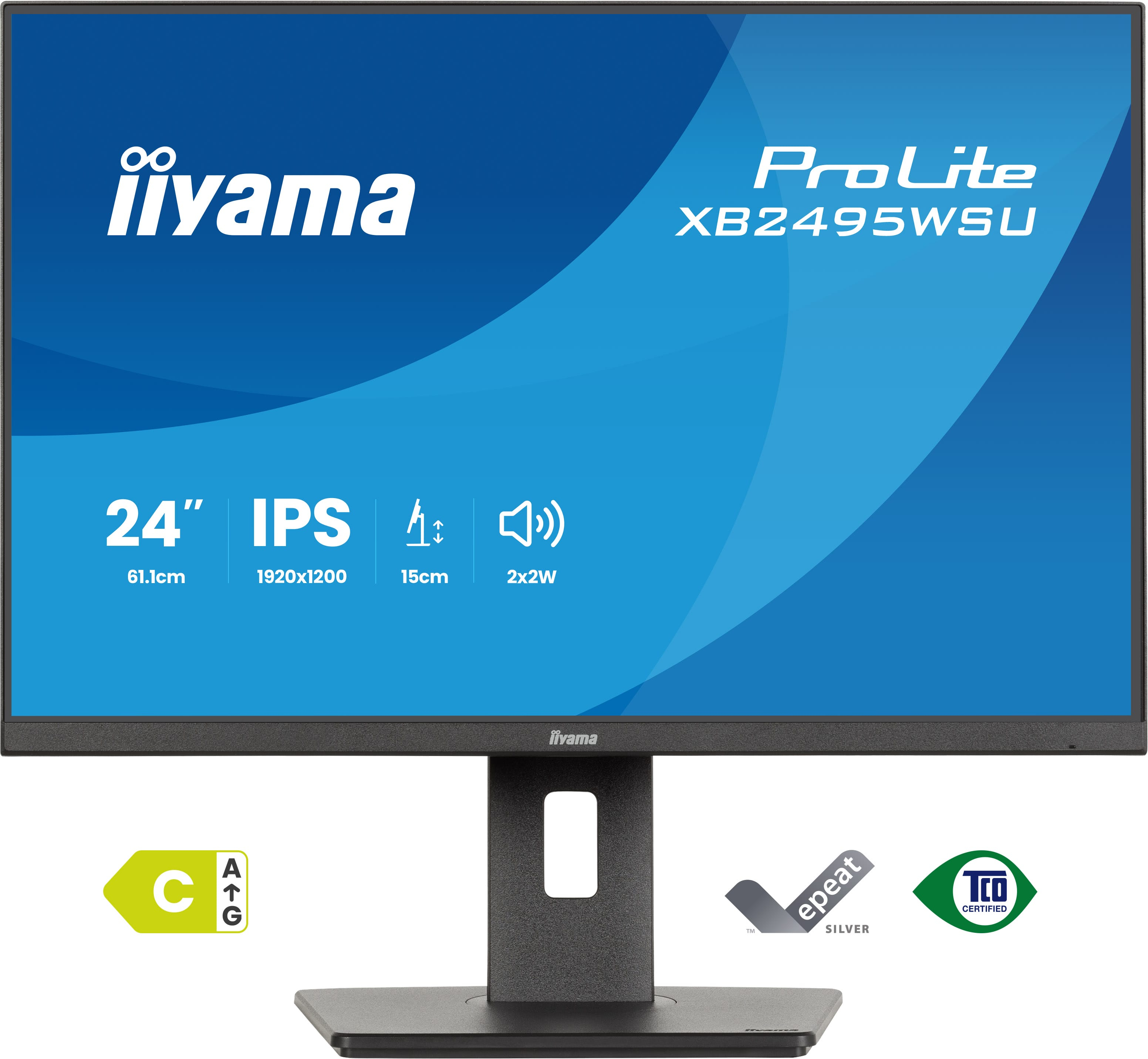 iiyama ProLite XB2495WSU-B Monitor 61.2cm (24.1") WUXGA, IPS, 4ms, HDMI, Displayport, USB