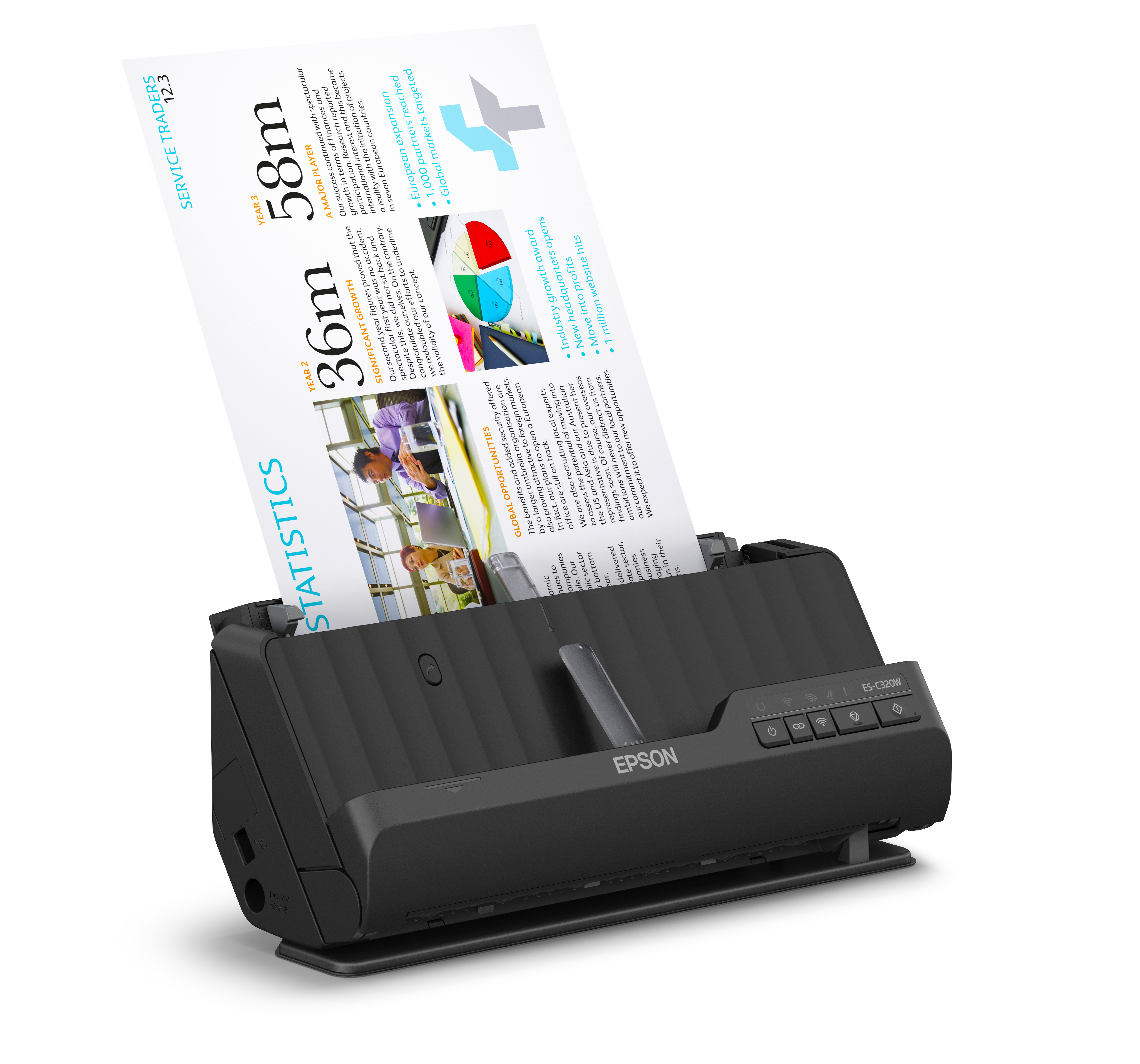 Epson ES-C320W - Einzelblatt-Scanner - Duplex - A4/Legal - 600 dpi x 600 dpi - automatischer Dokumen