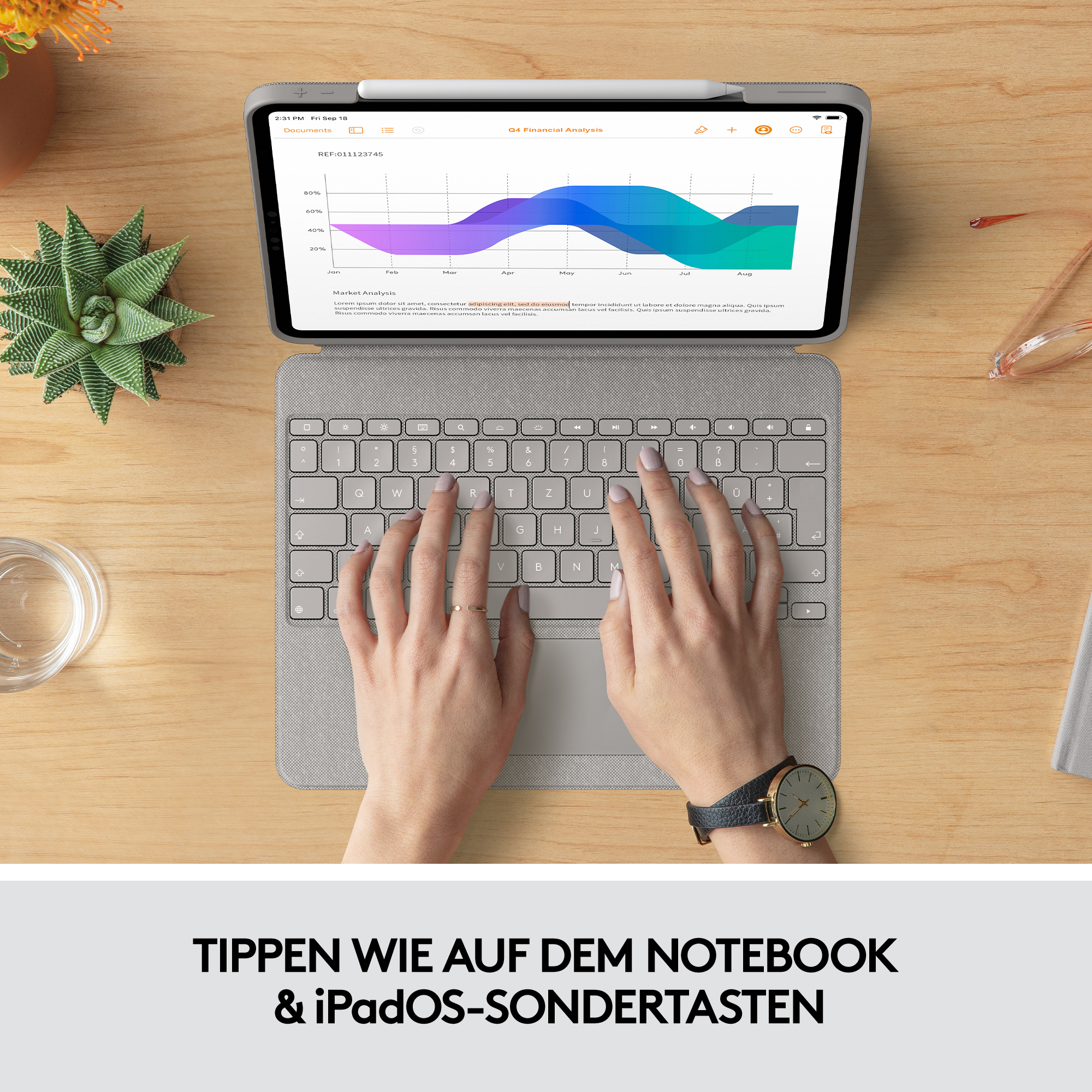 Logitech Combo Touch - Tastatur und Foliohülle - mit Trackpad - hintergrundbeleuchtet - Apple Smart