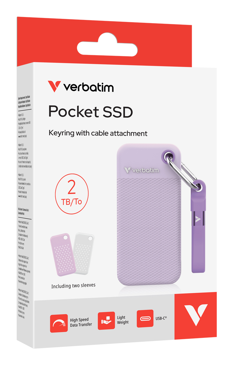 Verbatim Pocket - Color Edition - SSD - 2 TB - Schlüsselanhänger mit Kabelanschluss - extern (tragba