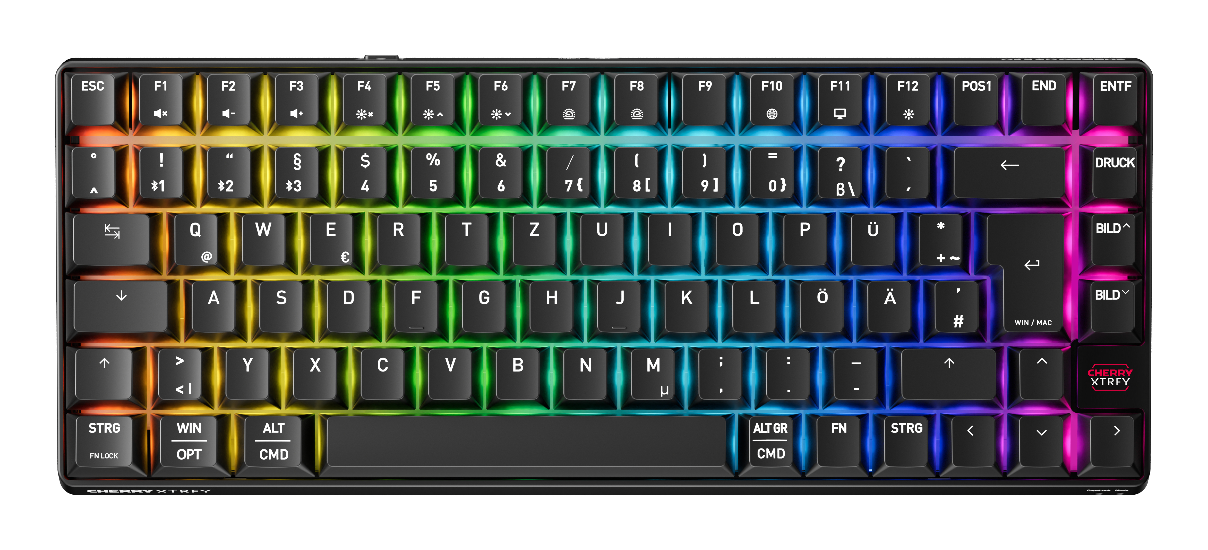 Cherry XTRFY K33 Compact Wireless, Kabellos, USB + RF Wireless + Bluetooth, Mem-chanical key switch,