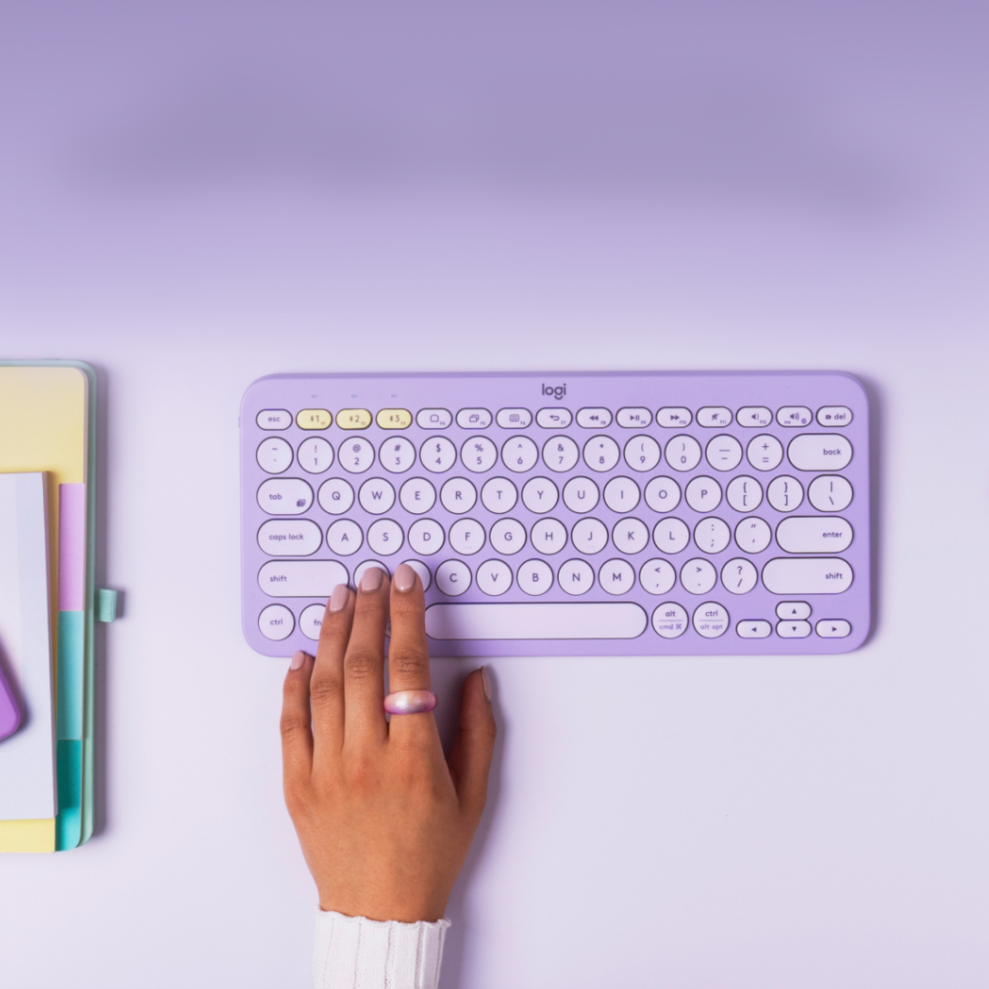 Logitech K380, Mini, Kabellos, Bluetooth, QWERTZ, Lavendel