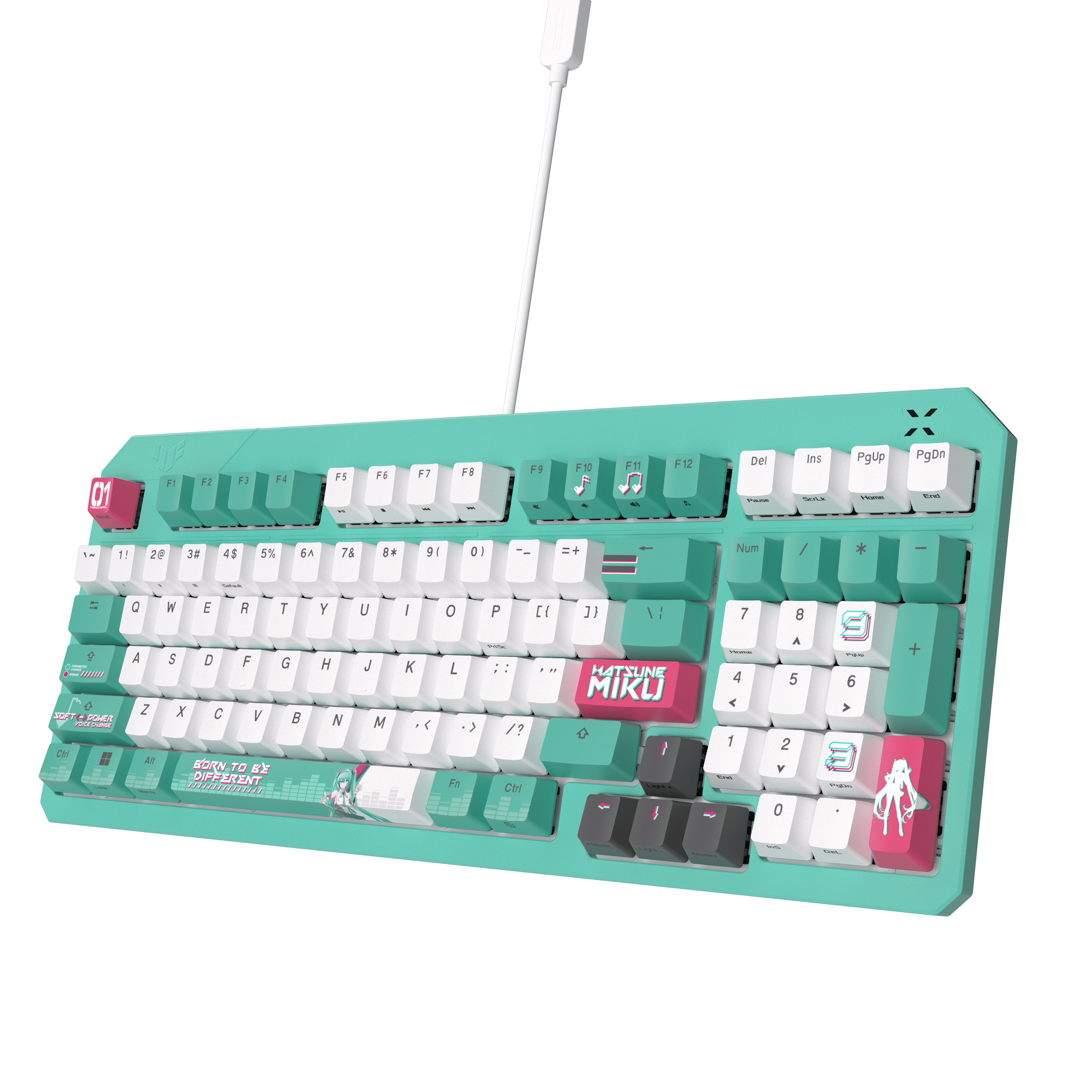 ASUS TUF Gaming K3 Gen II Hatsune Miku Edition, Volle Größe (100%), Kabelgebunden, USB, Optomechanis
