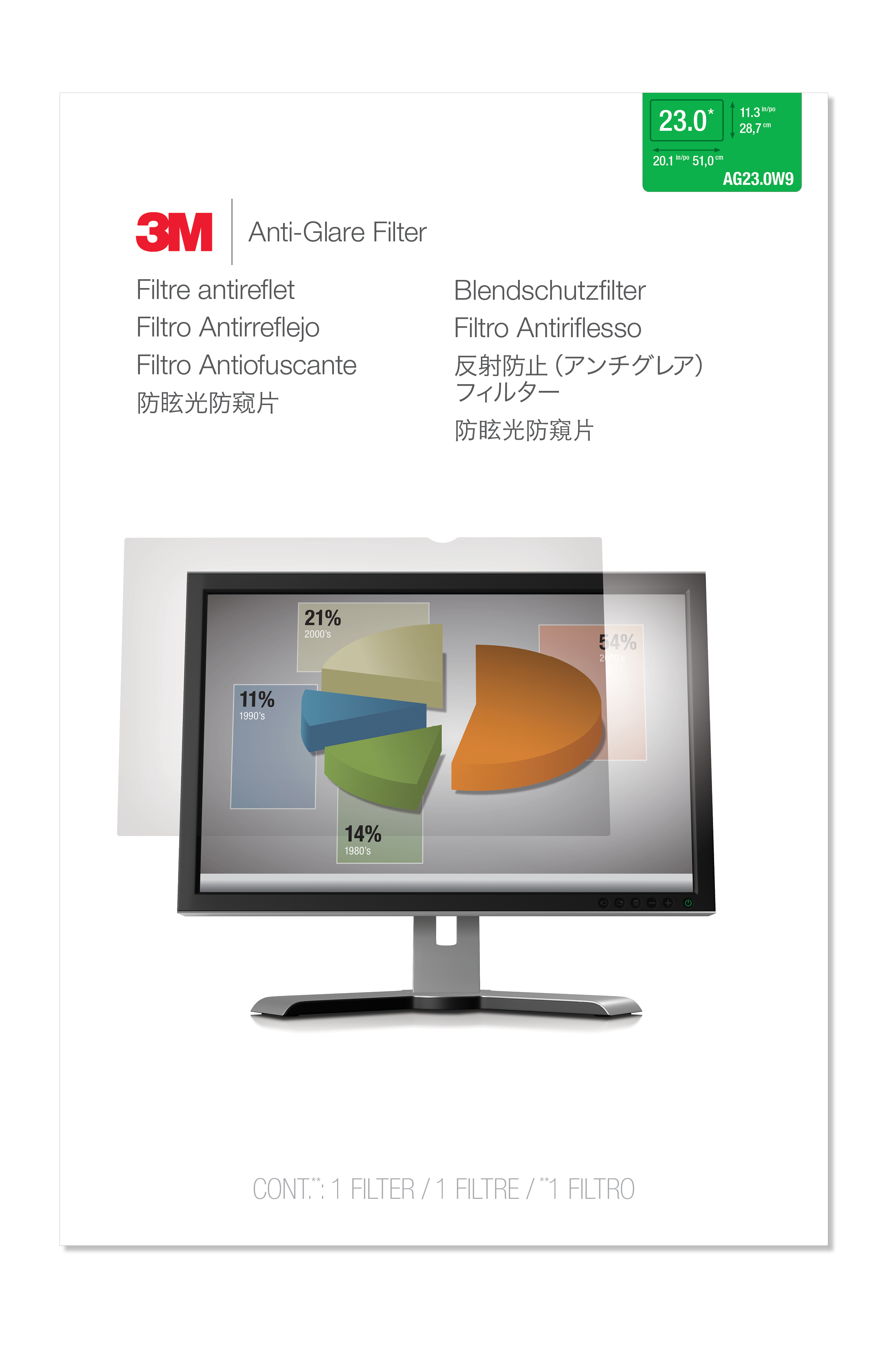 3M AG230W9B, Displayschutz, Transparent, 1 Stück(e)