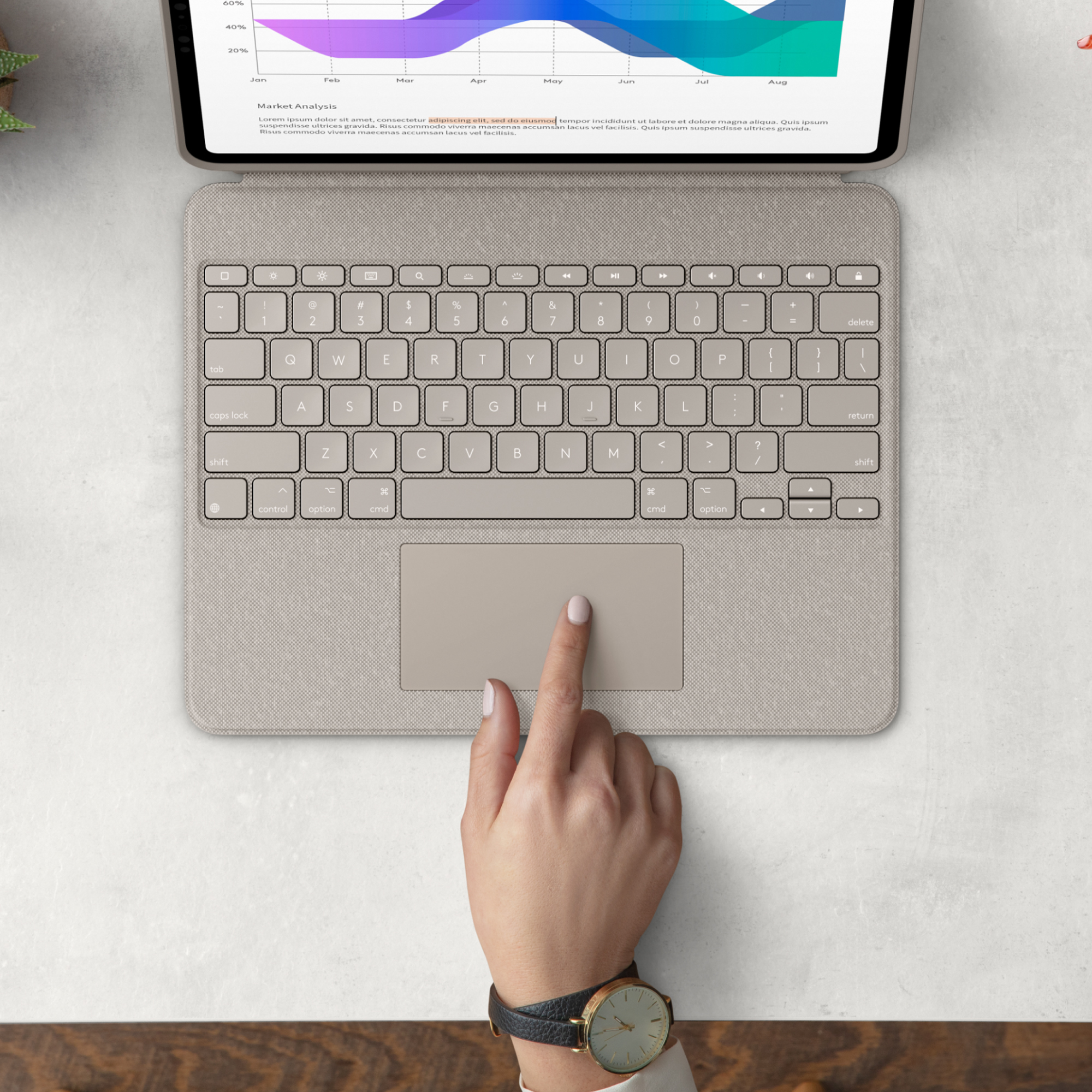 Logitech Combo Touch - Tastatur und Foliohülle - mit Trackpad - hintergrundbeleuchtet - Apple Smart