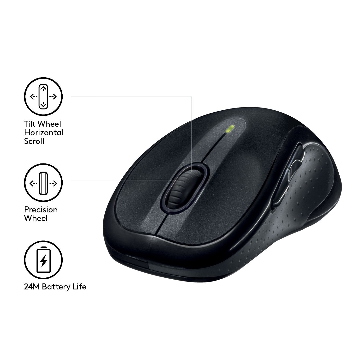 Logitech M510 - Maus - Für Rechtshänder - Laser - 5 Tasten - kabellos - 2.4 GHz - kabelloser Empfäng