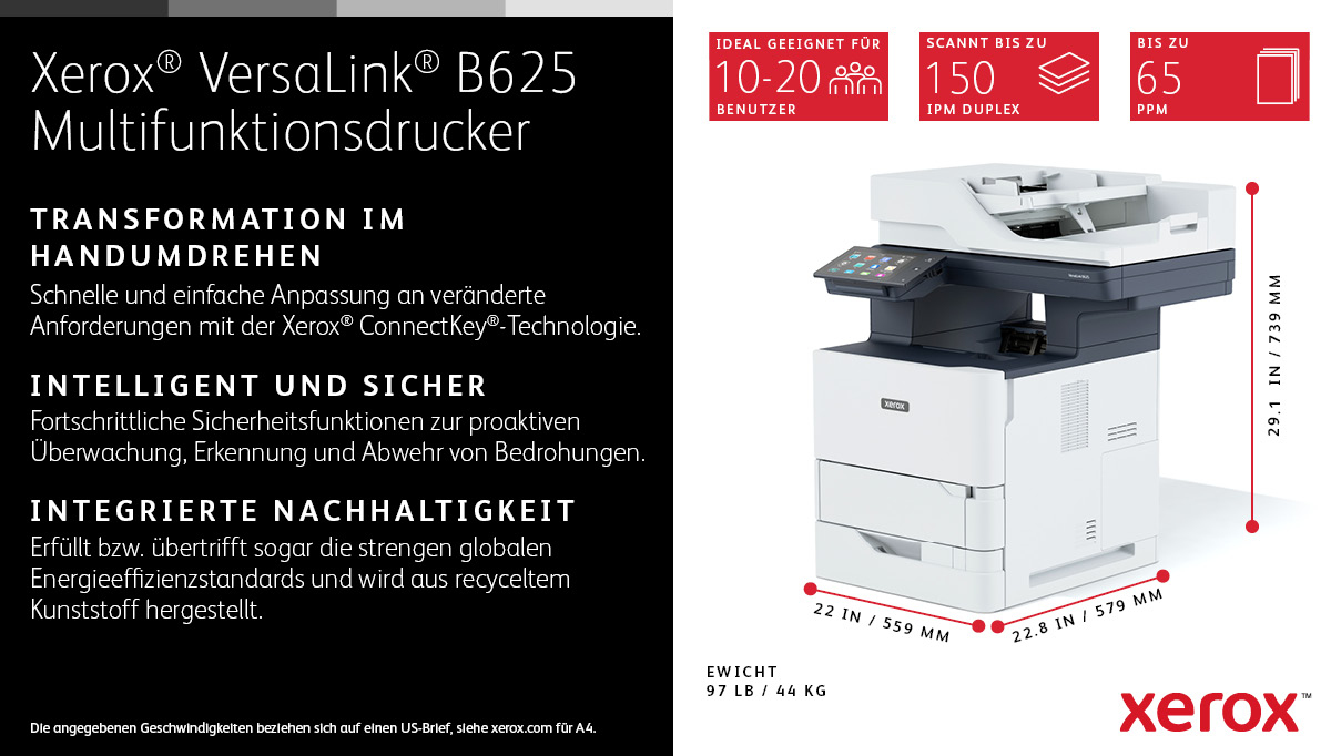 Xerox VersaLink B625V_DN - Multifunktionsdrucker - s/w - Laser - Legal (216 x 356 mm)