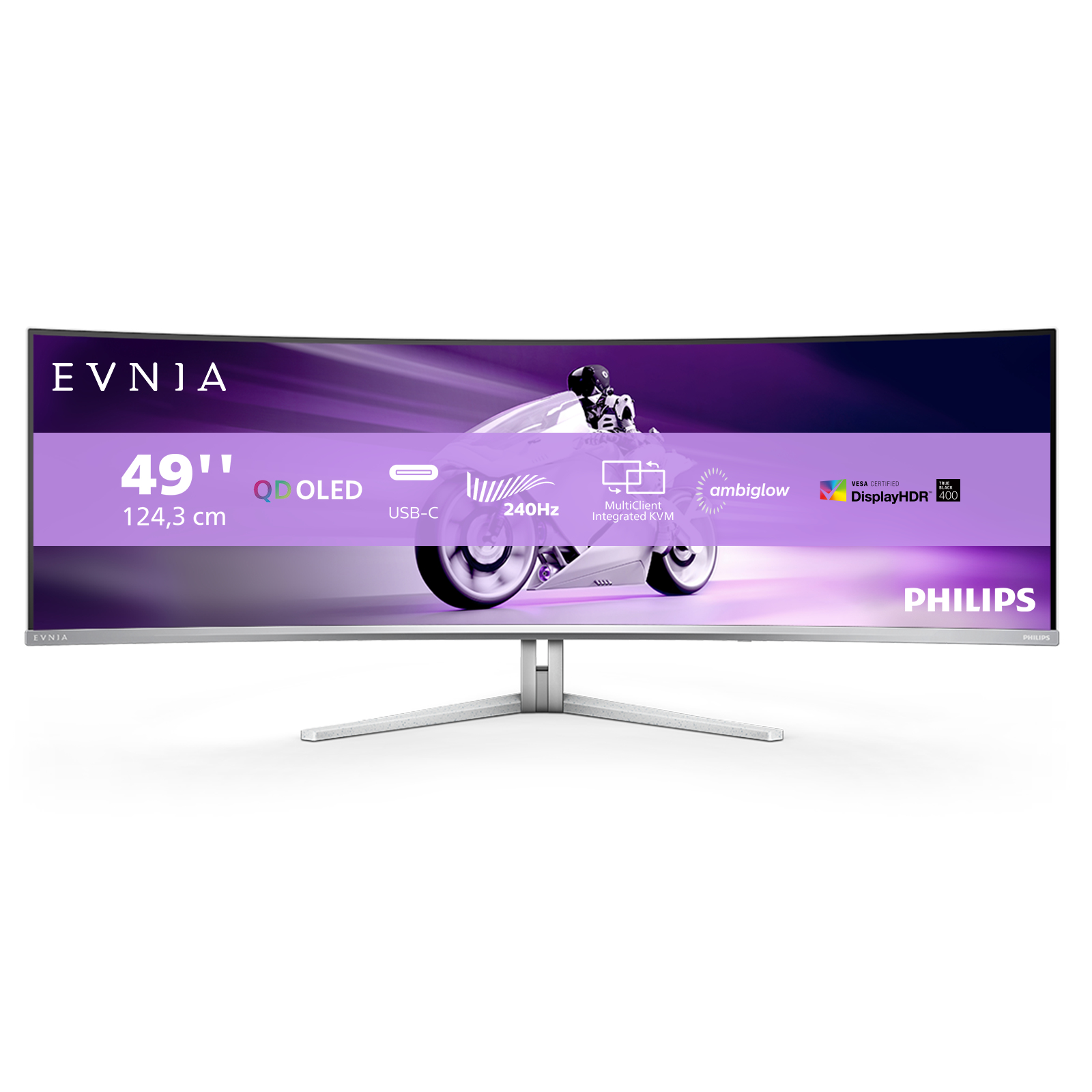 Philips Evnia 8000 Series 49M2C8900 Curved-Monitor 124.5 cm (49") DQHD, OLED, 0.03ms, HDMI, DP
