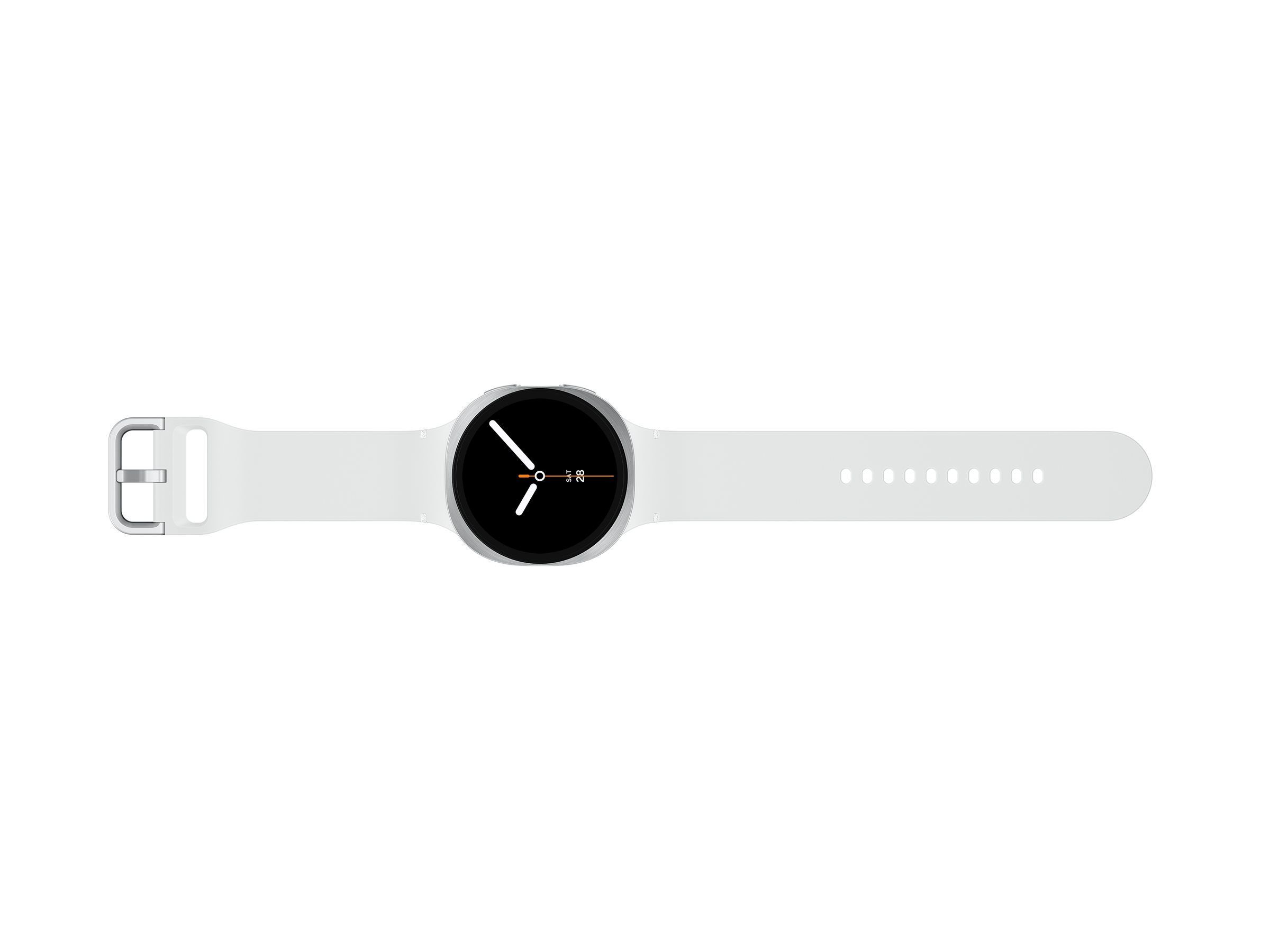 Samsung Galaxy Watch8 - 44 mm - silber - intelligente Uhr mit Sportband - Gummi - weiß - Bandgröße: