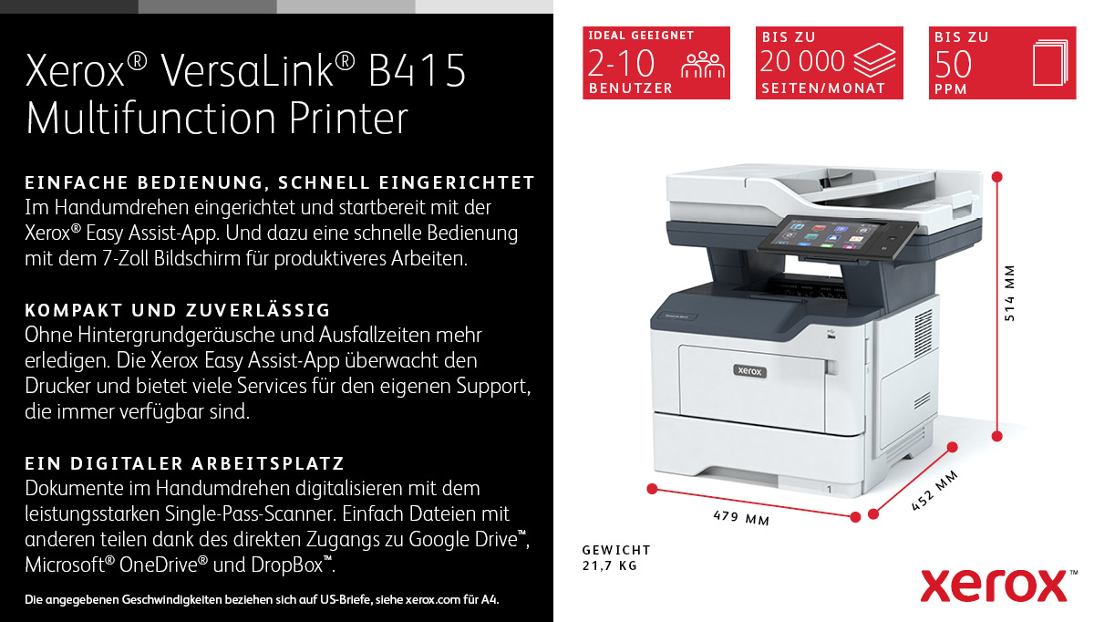 Xerox VersaLink B415V_DN - Multifunktionsdrucker - s/w - Laser - Legal (216 x 356 mm)