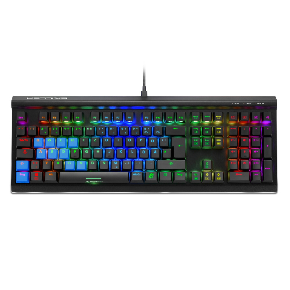 Sharkoon SKILLER SGK60, Kabelgebunden, USB, Mechanischer Switch, QWERTZ, RGB-LED, Schwarz