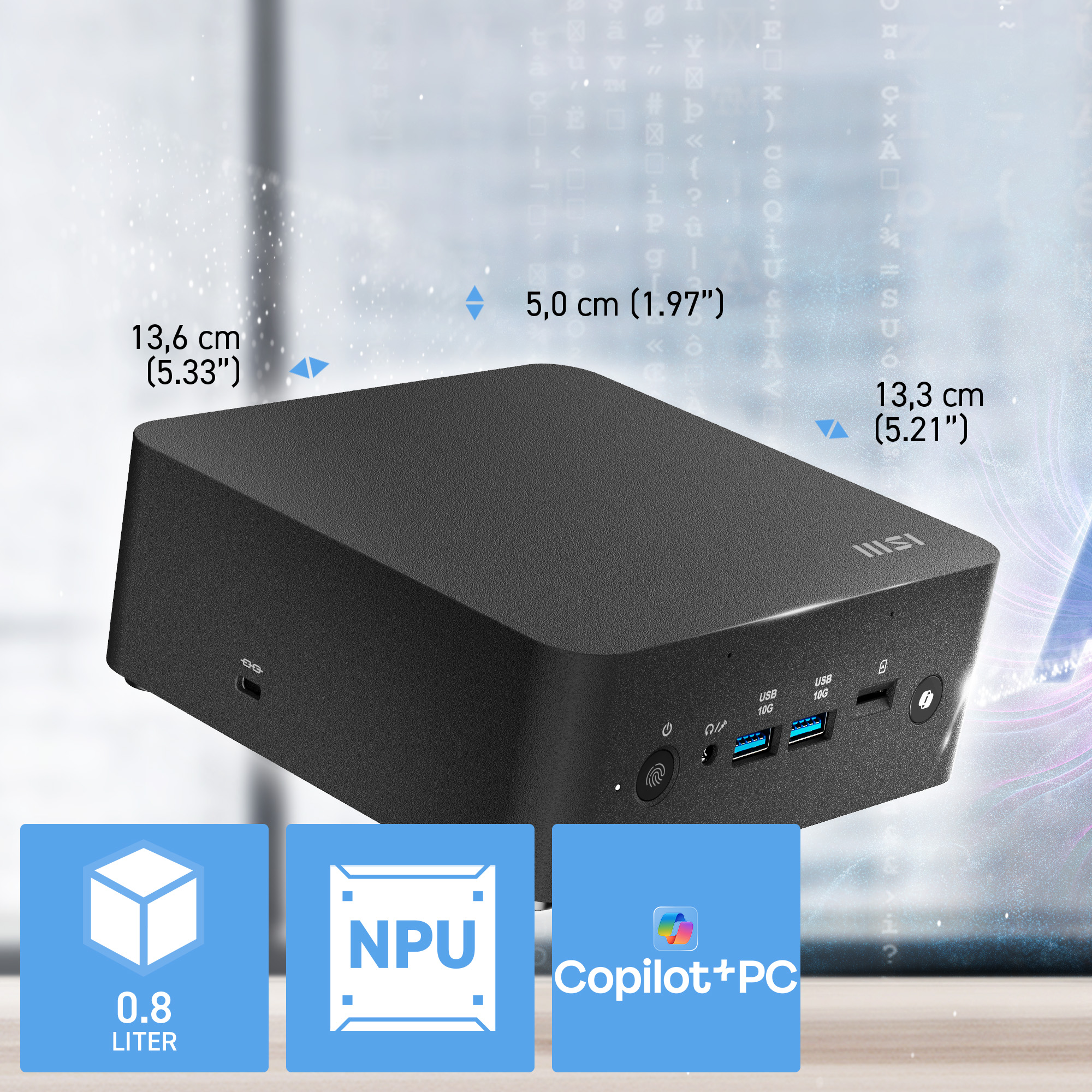MSI Cubi NUC AI+ 2MG-037AT, Core Ultra 9 288V, 32GB, 1TB SSD, Win 11 Pro