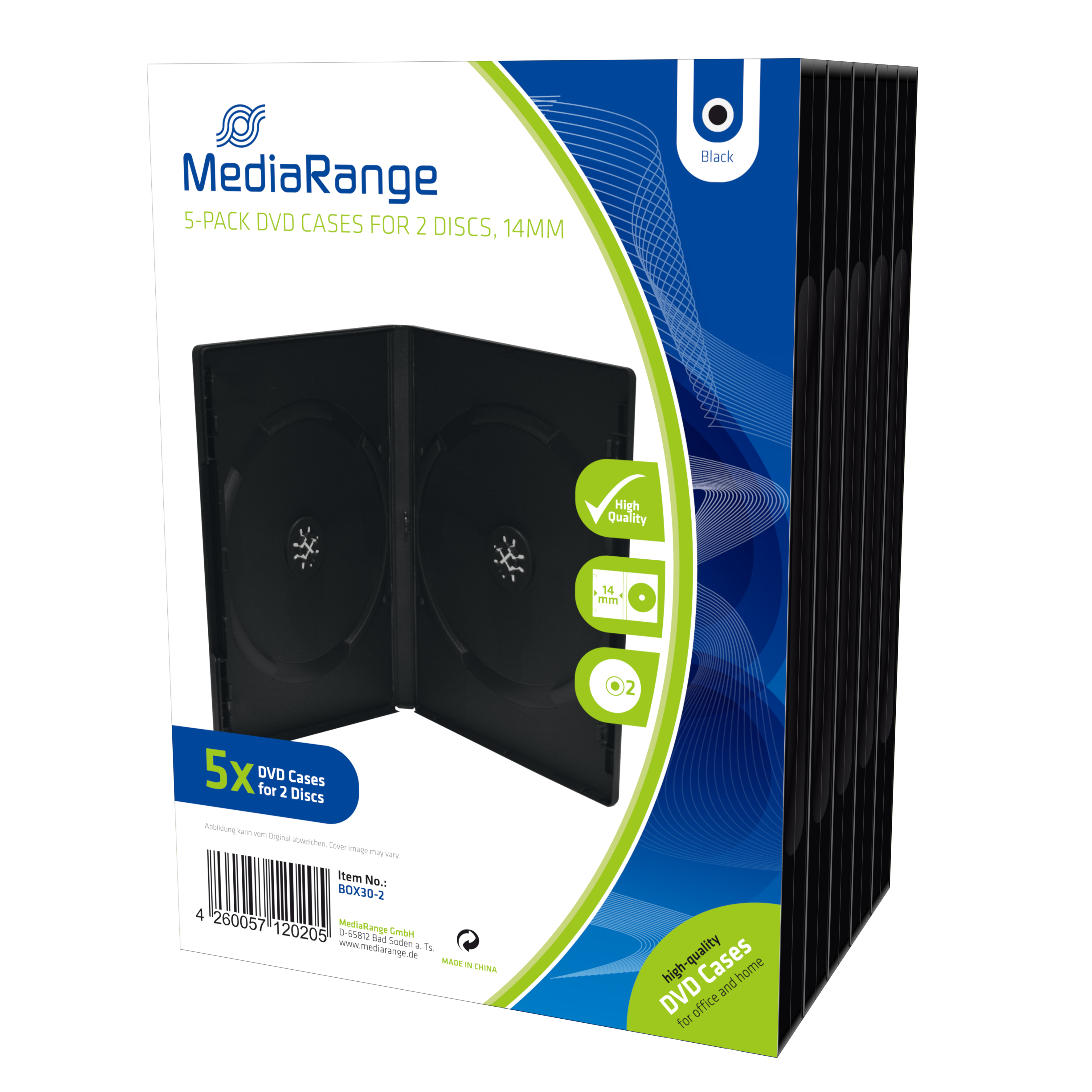 MEDIARANGE Retail-Pack DVD-Case Double - DVD-Videobox - Kapazität: 2 CD/DVD - Schwarz (Packung mit 5