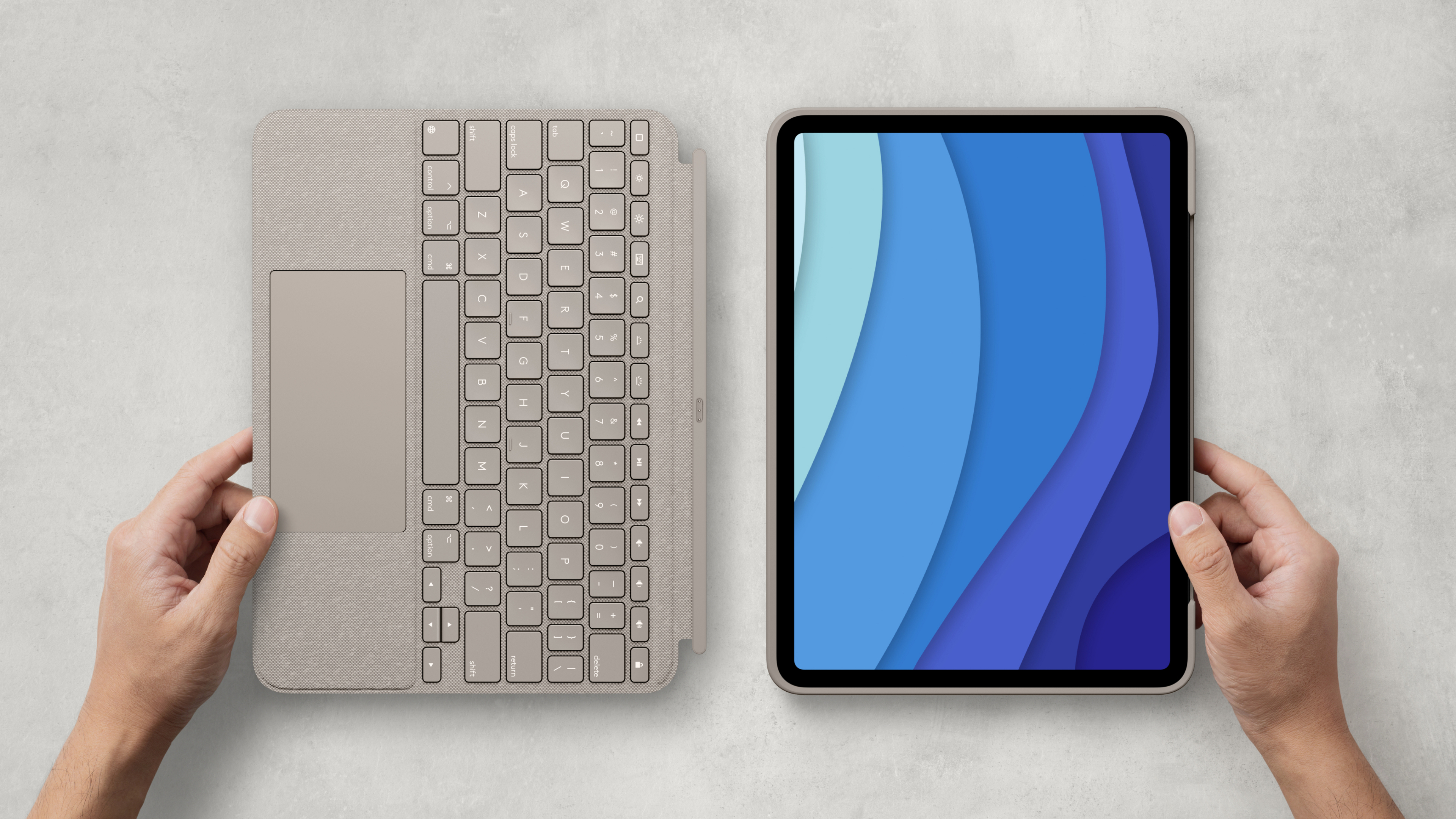 Logitech Combo Touch, KeyboardDock für Apple iPad Pro 11" 2020 / 2021, sand, DE