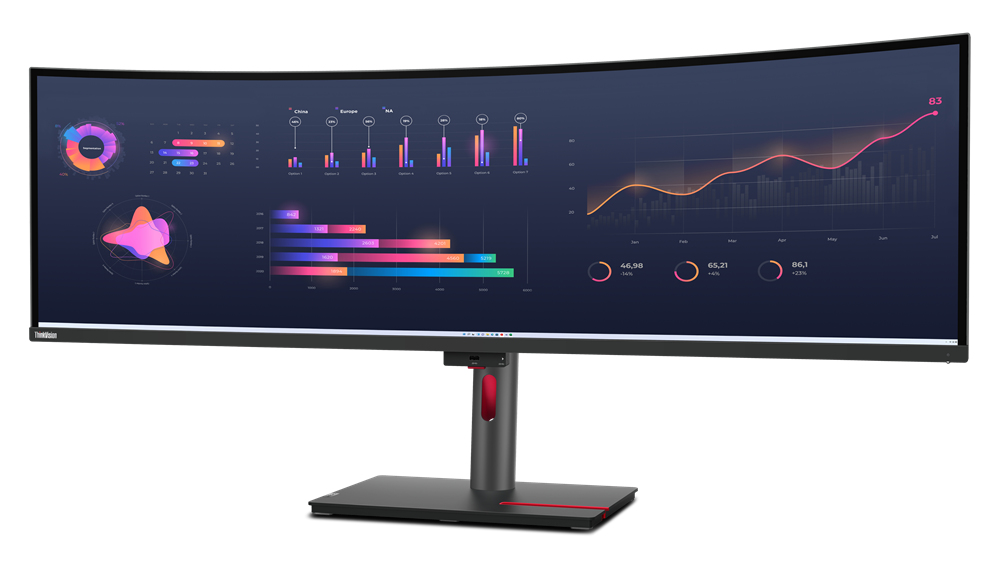 Lenovo ThinkVision P49w-30 Curved-Monitor 124.5cm (49") DQHD, IPS, 6ms, HDMI, Displayport