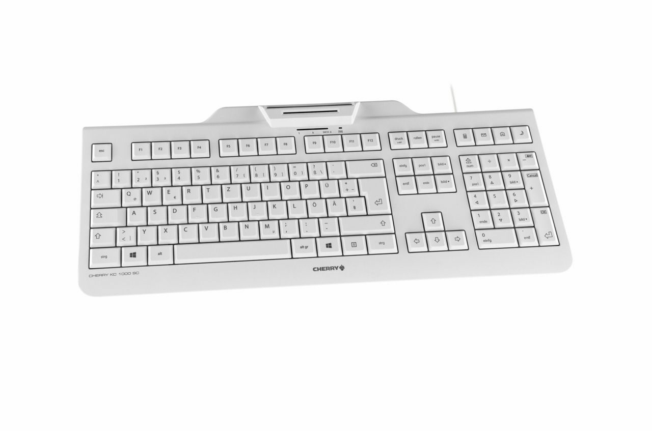 Cherry KC 1000 SC, Volle Größe (100%), Kabelgebunden, USB, QWERTY, Weiß