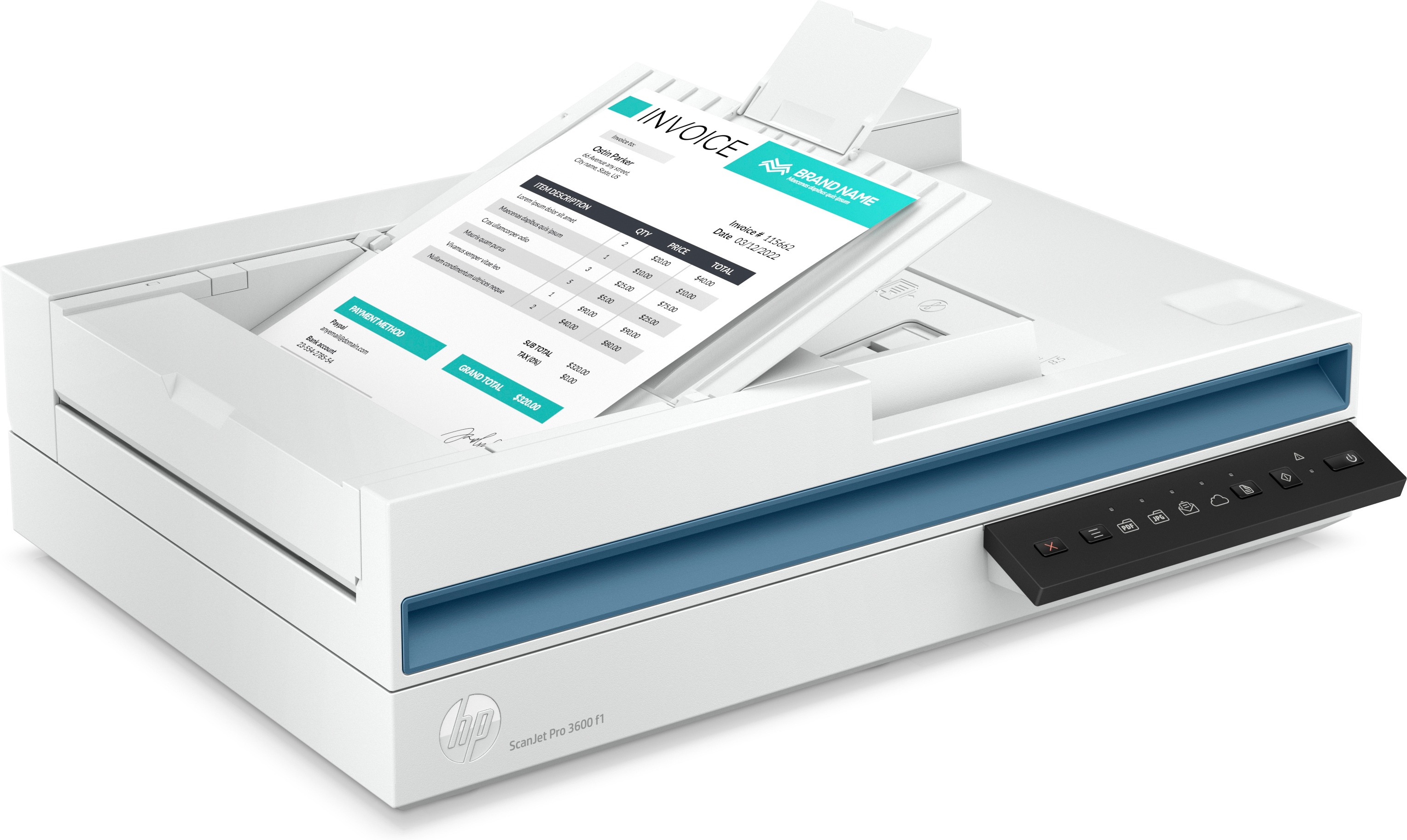 HP Scanjet Pro 3600 f1, 216 x 297 mm, 1200 x 1200 DPI, 30 Seiten pro Minute, 30 Seiten pro Minute, 3