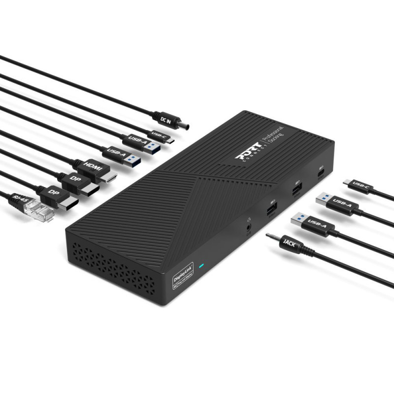 PORT Designs 901904WEU, Kabelgebunden, USB 3.2 Gen 1 (3.1 Gen 1) Type-C, Schwarz, DisplayPort, HDMI,