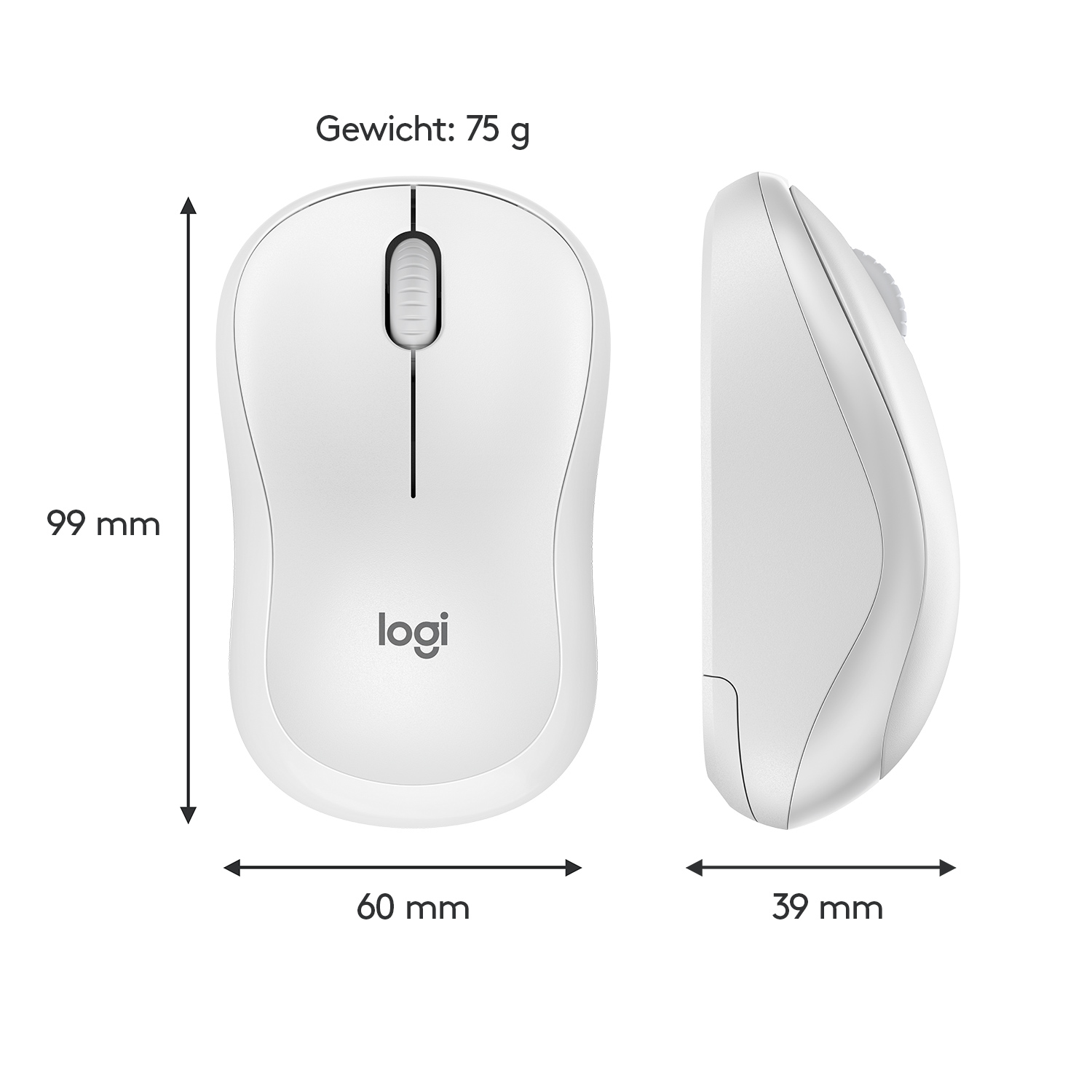 Logitech M220, Beidhändig, Optisch, RF Wireless, 1000 DPI, Weiß