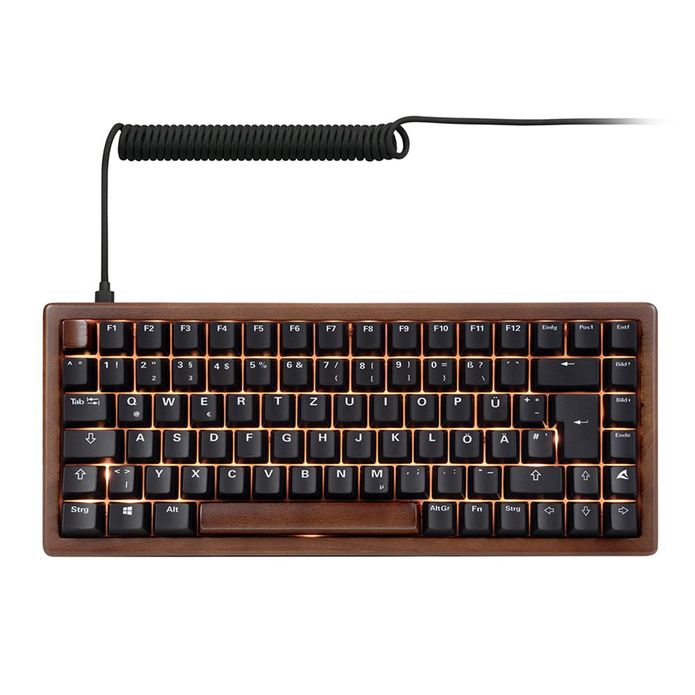Sharkoon 100068081, 75%, Kabelgebunden, USB, QWERTZ, RGB-LED, Schwarz, Holz