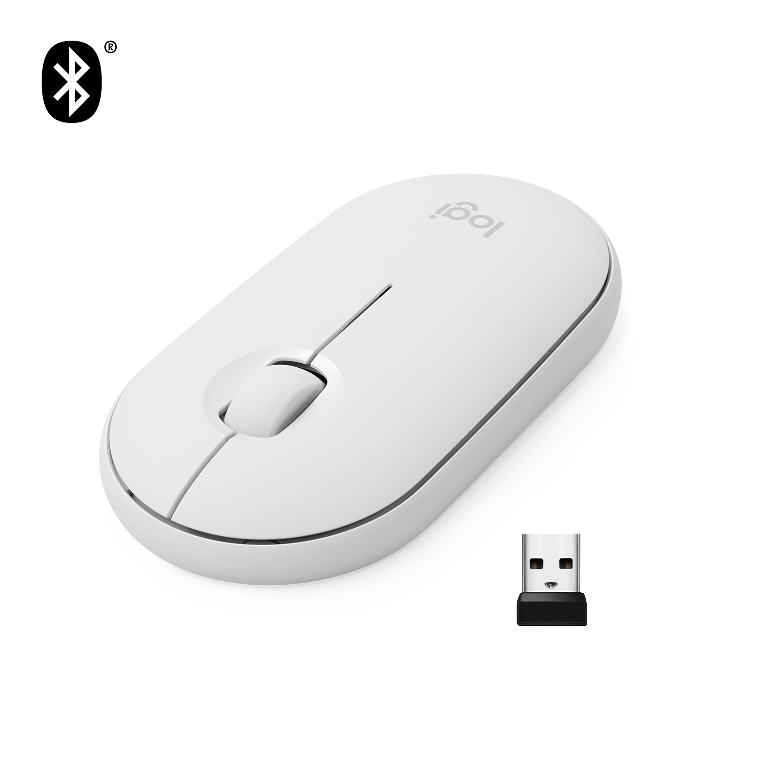 Logitech Pebble M350 - Maus - optisch - 3 Tasten - kabellos - 2.4 GHz, Bluetooth - kabelloser Empfän